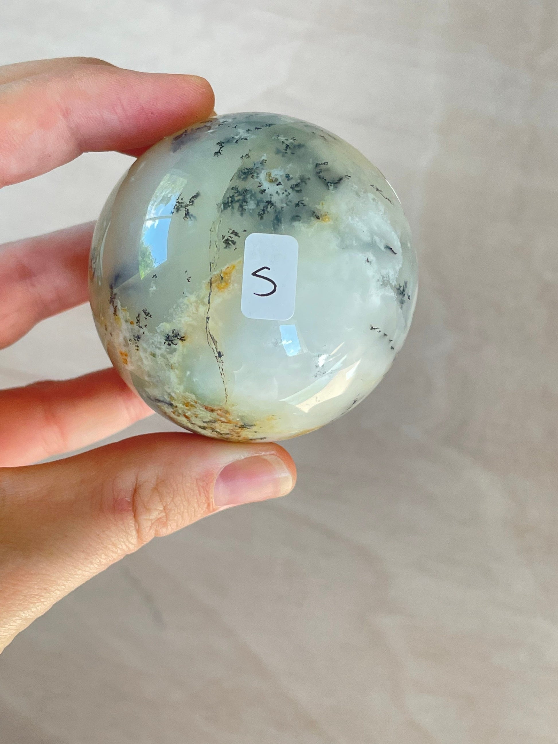 White Agate with Dendrite Sphere 