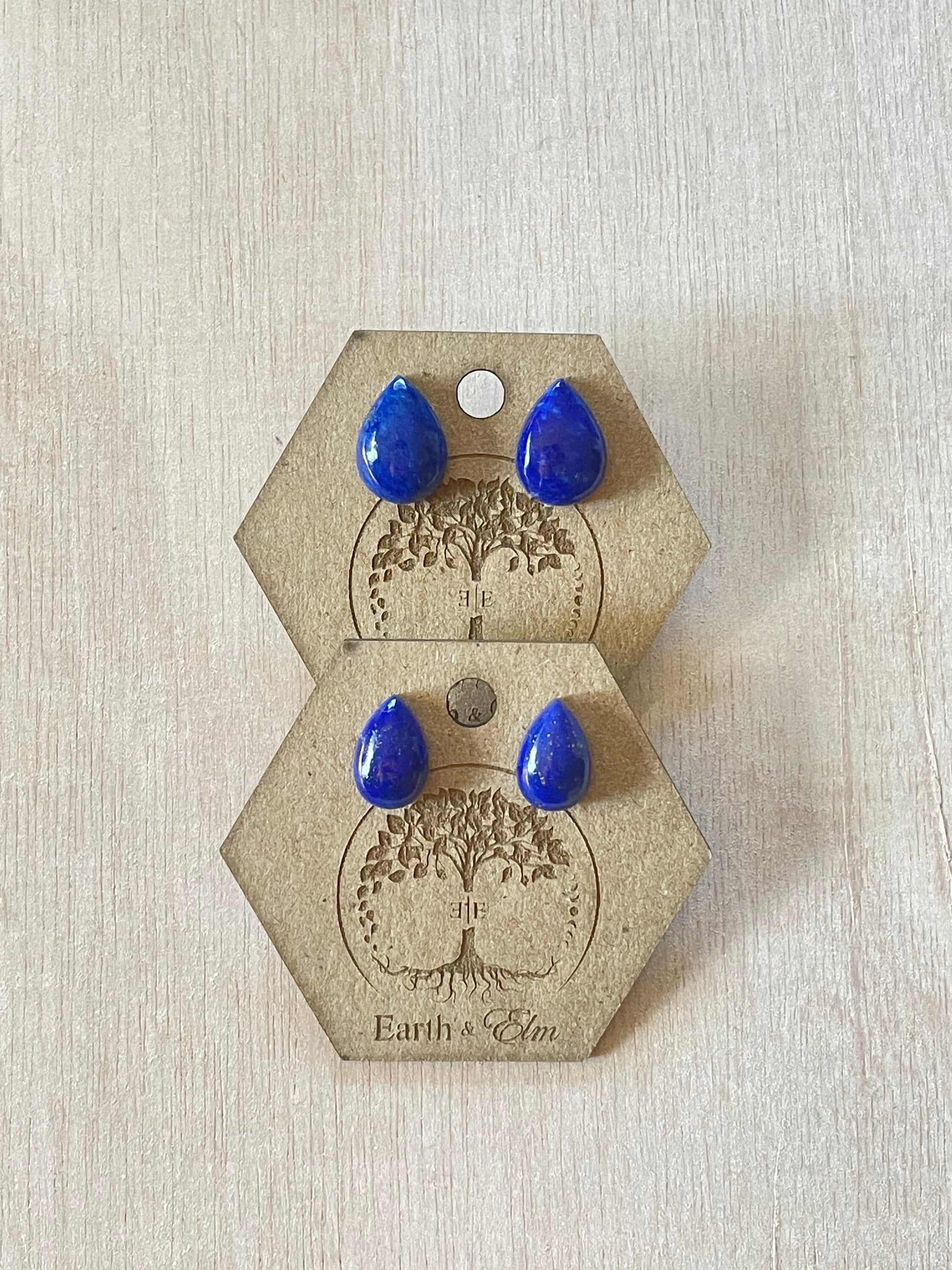 Lapis Lazuli Studs | Pear Shape Studs | Teardrop Studs | Gemstone Earrings | Crystal Earrings | 10x14