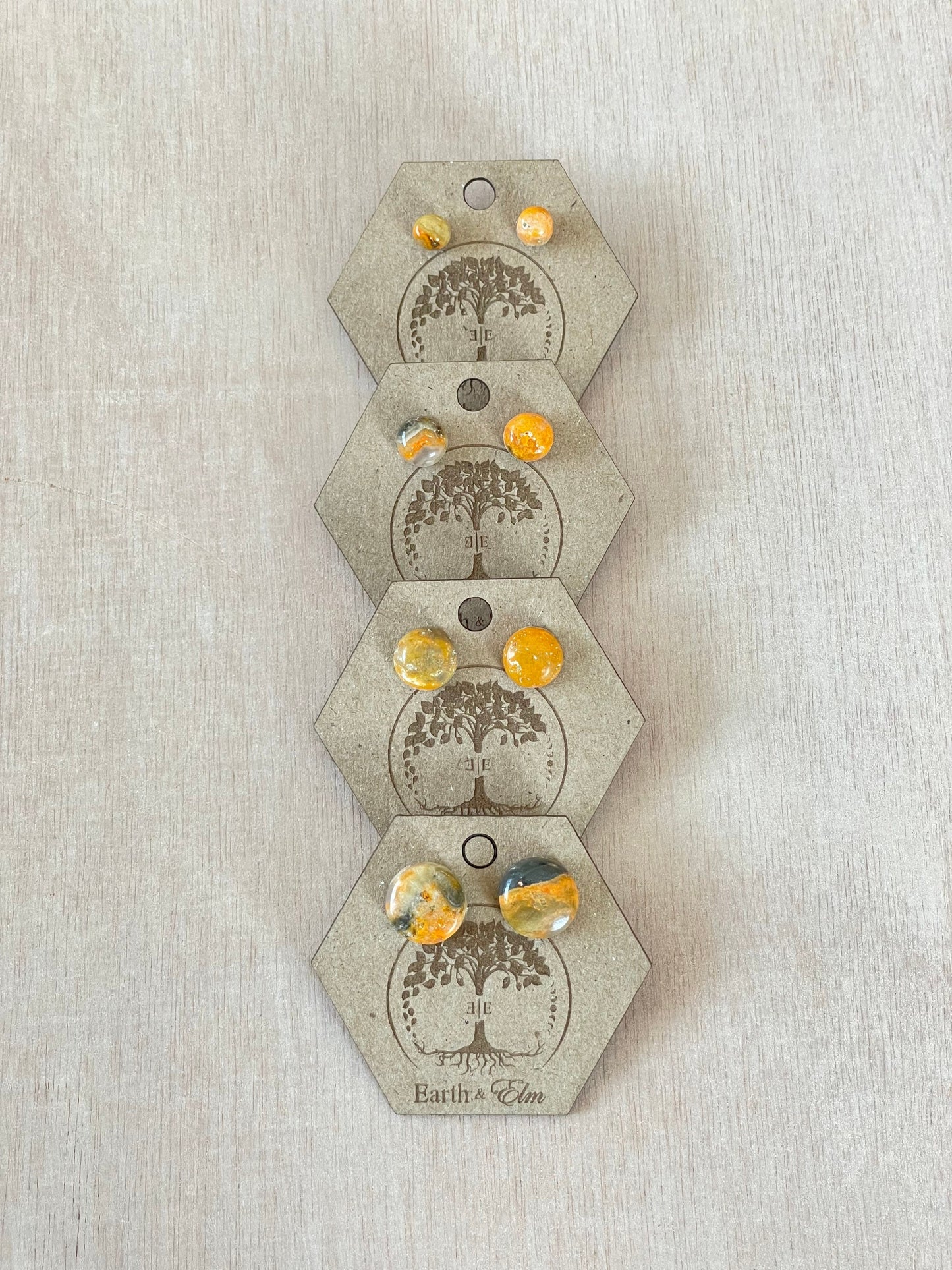 Bumblebee Jasper Studs | Stud Earrings | Gemstone Earrings | 8mm | 10mm