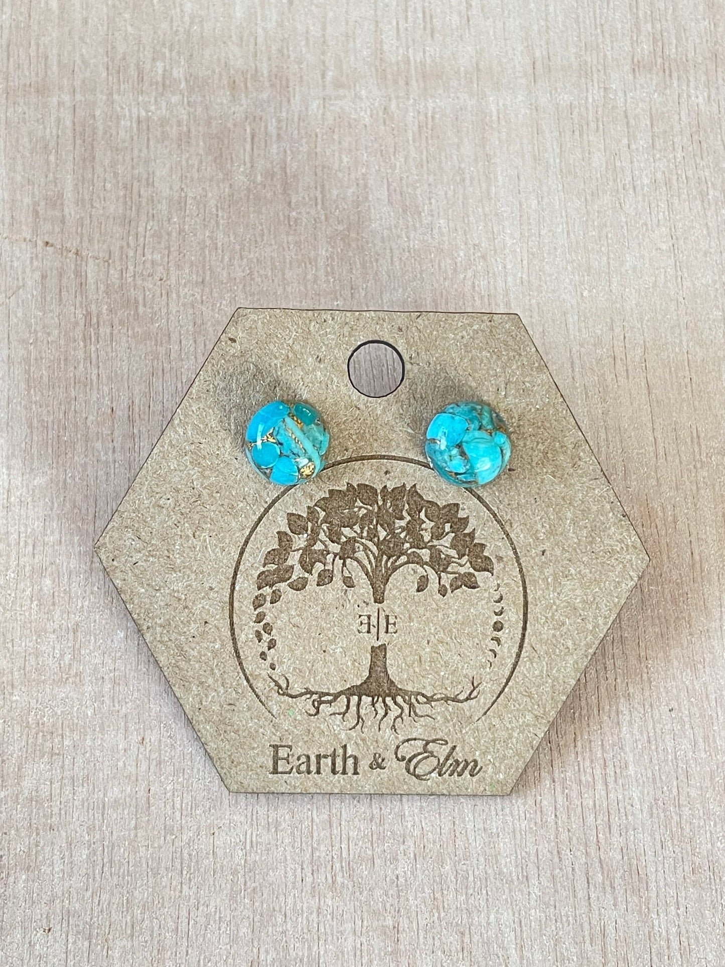 Blue Copper Turquoise Studs | Turquoise Earrings | 8mm Studs | Gemstone Earrings