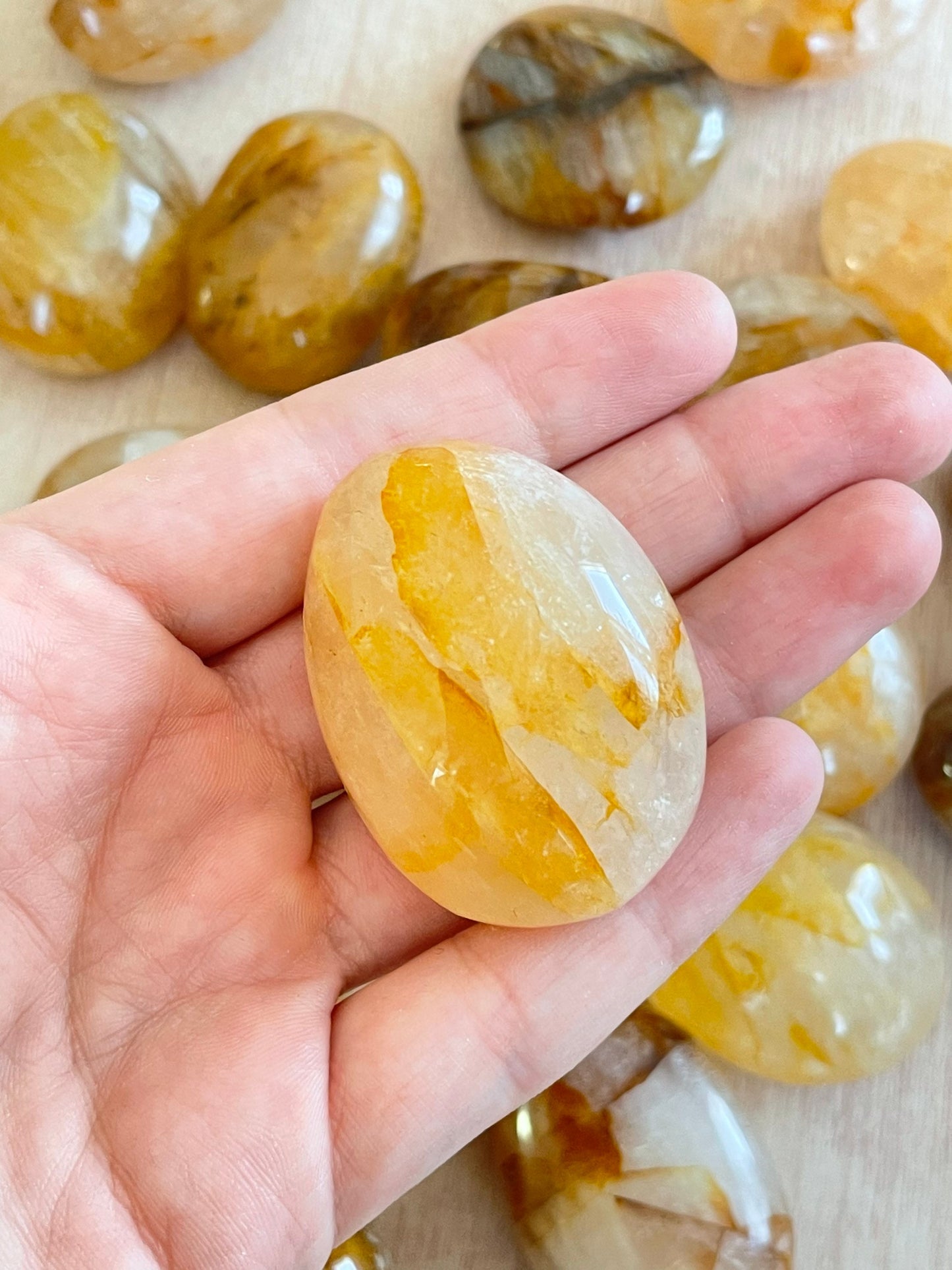 Yellow Hematoid Palm Stone 