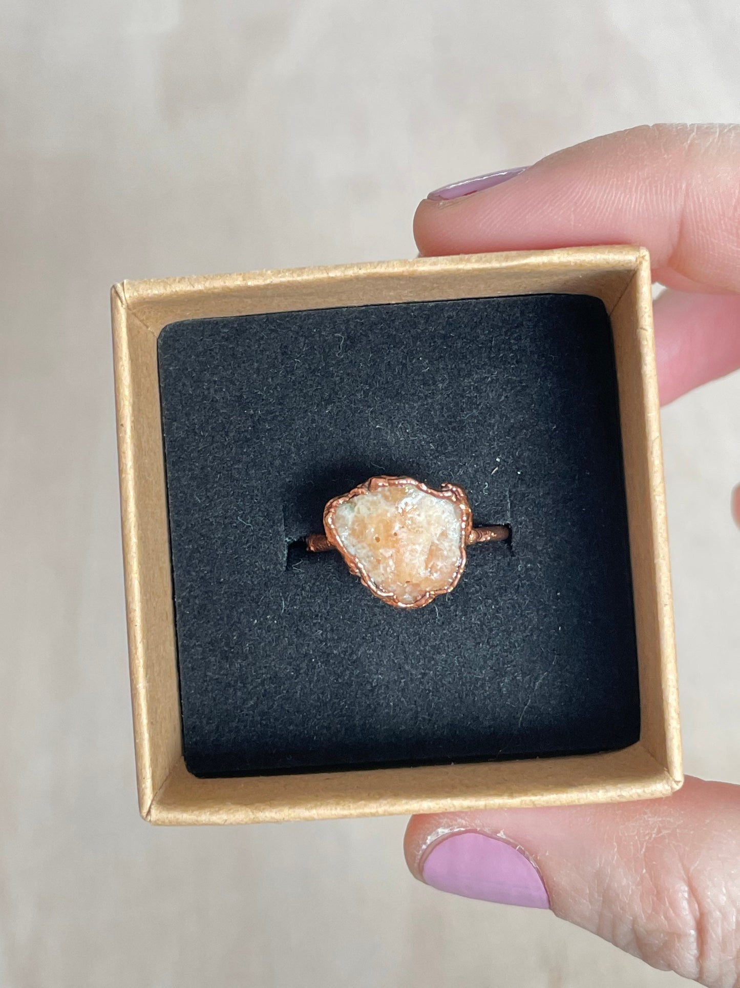 Orange Calcite Ring Size 7 