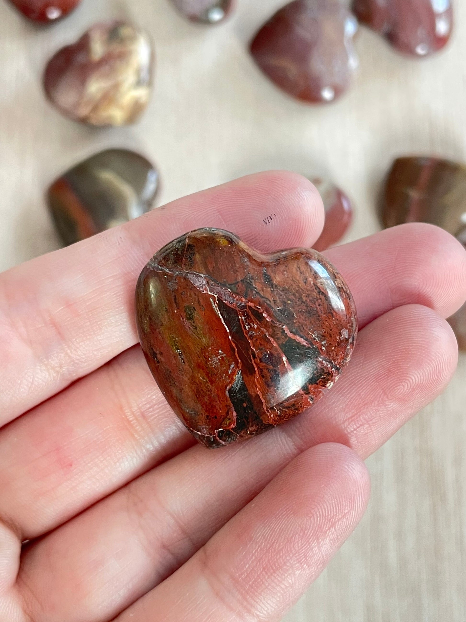 Petrified Wood Heart Stone 