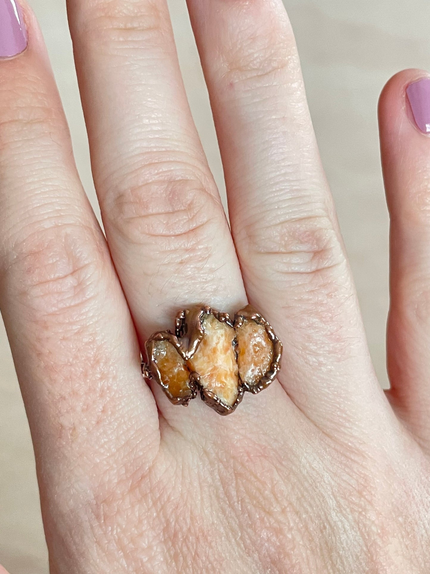 Orange Calcite Ring Size 6.75 