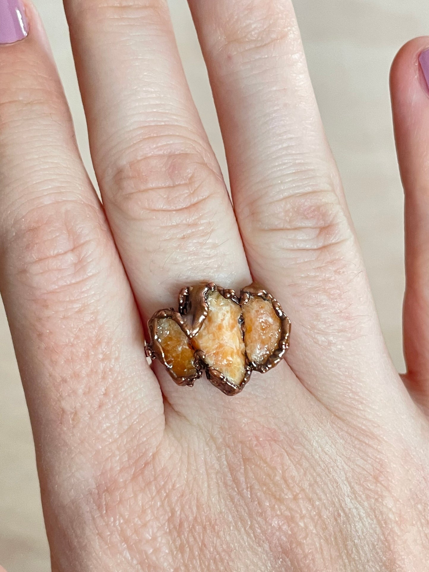 Orange Calcite Ring Size 6.75 