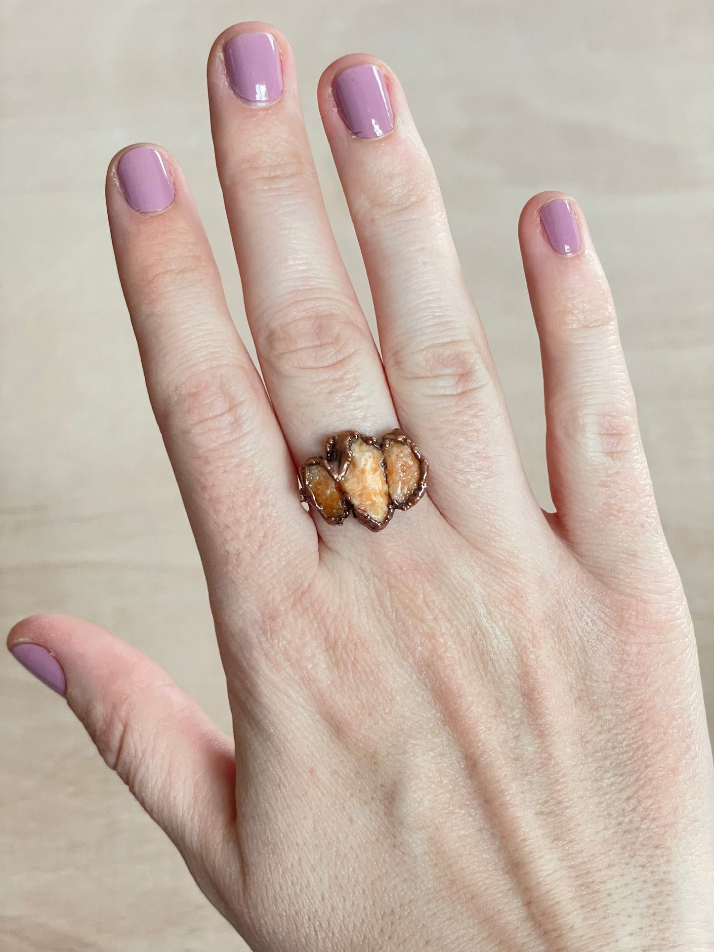 Orange Calcite Ring Size 6.75 