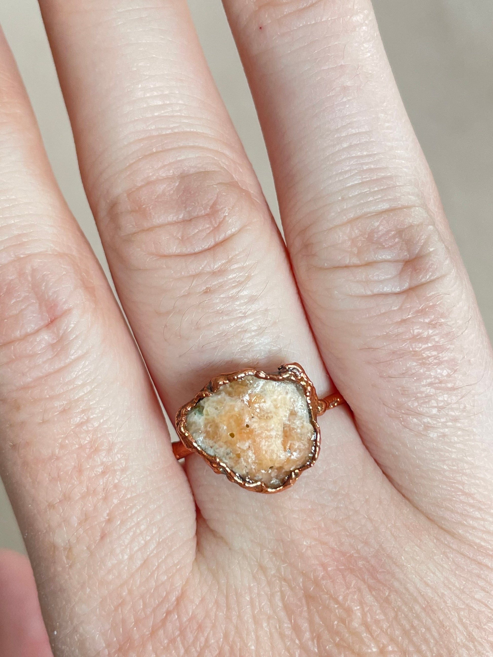 Orange Calcite Ring Size 7 