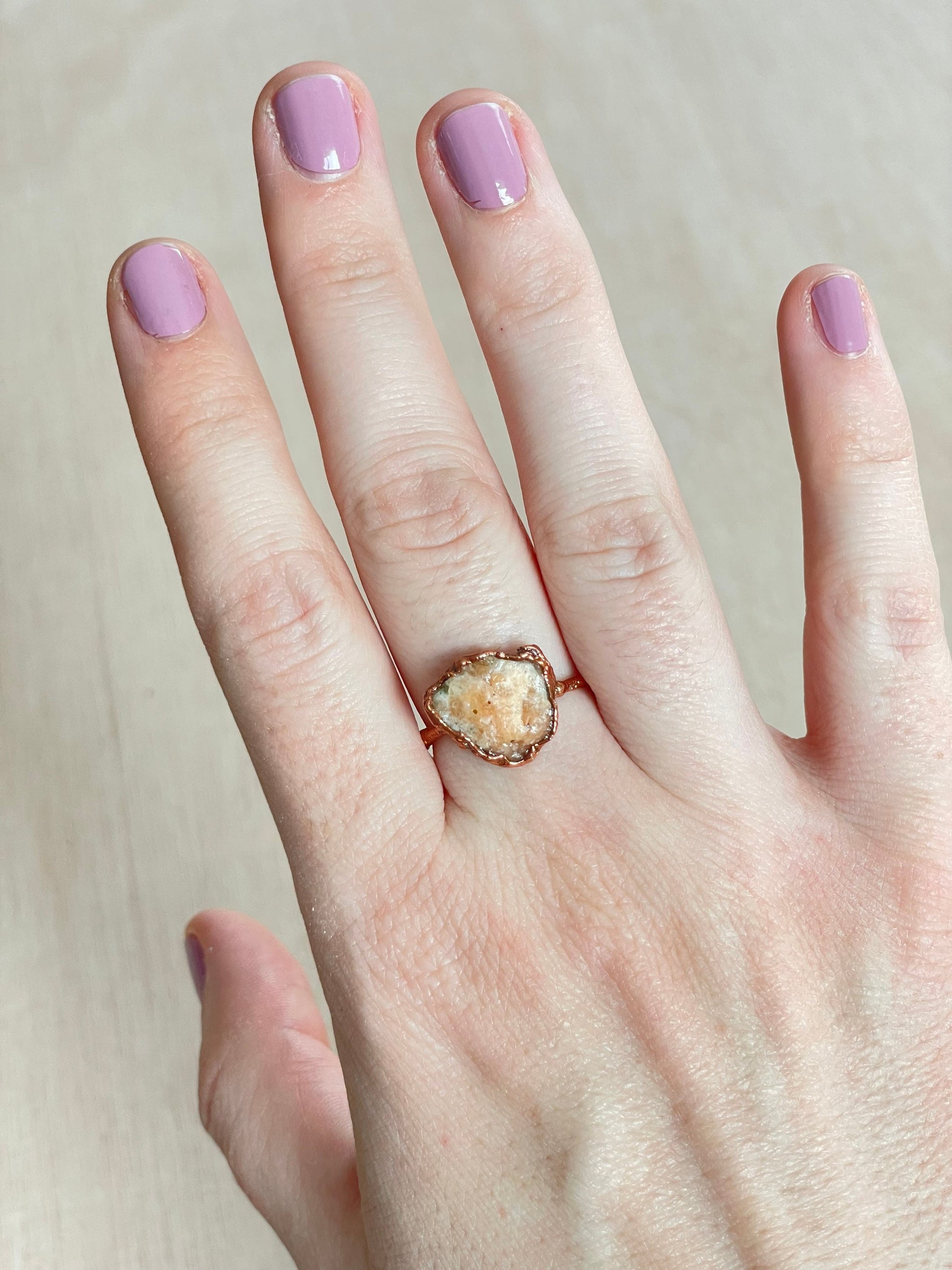 Orange Calcite Ring Size 7 