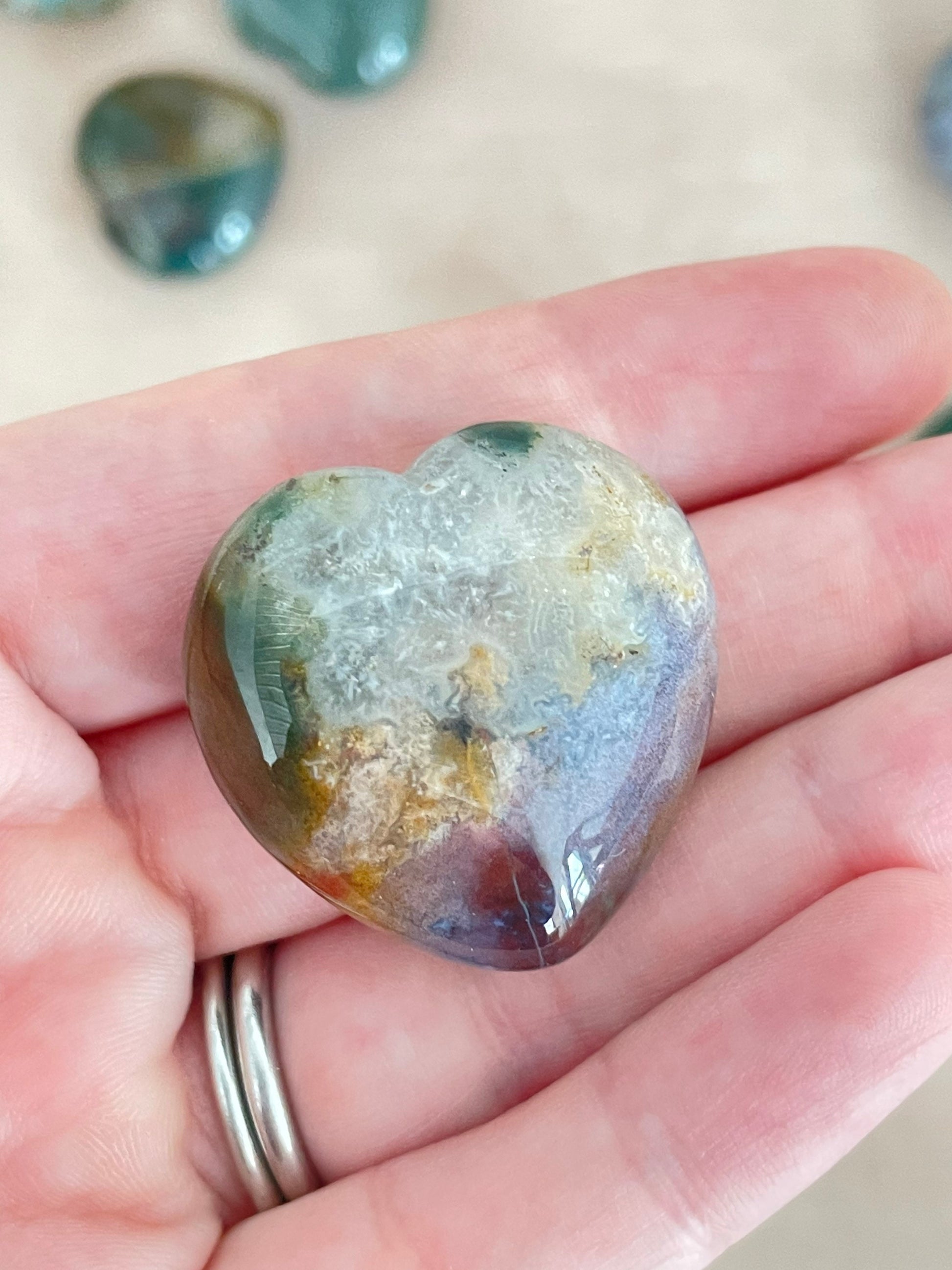 Ocean Jasper Heart Stone 