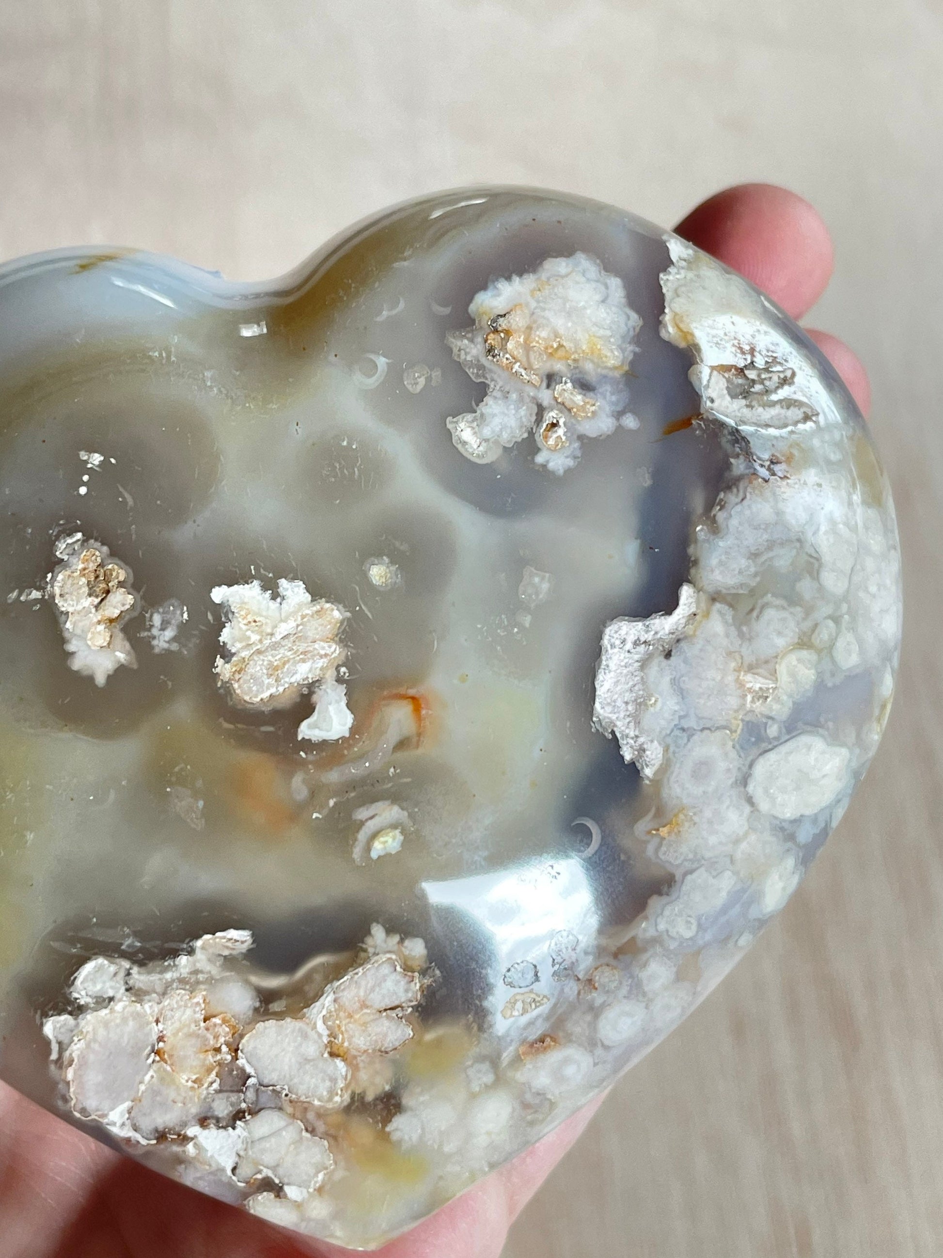 Flower Agate Heart 