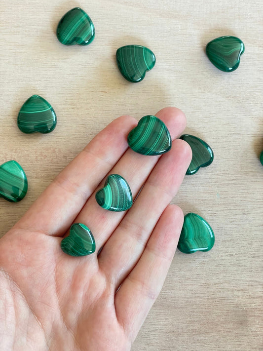 XS Malachite Heart Stone | Malachite Crystal | Authentic Gemstone | Micro Heart Shape Malachite BC