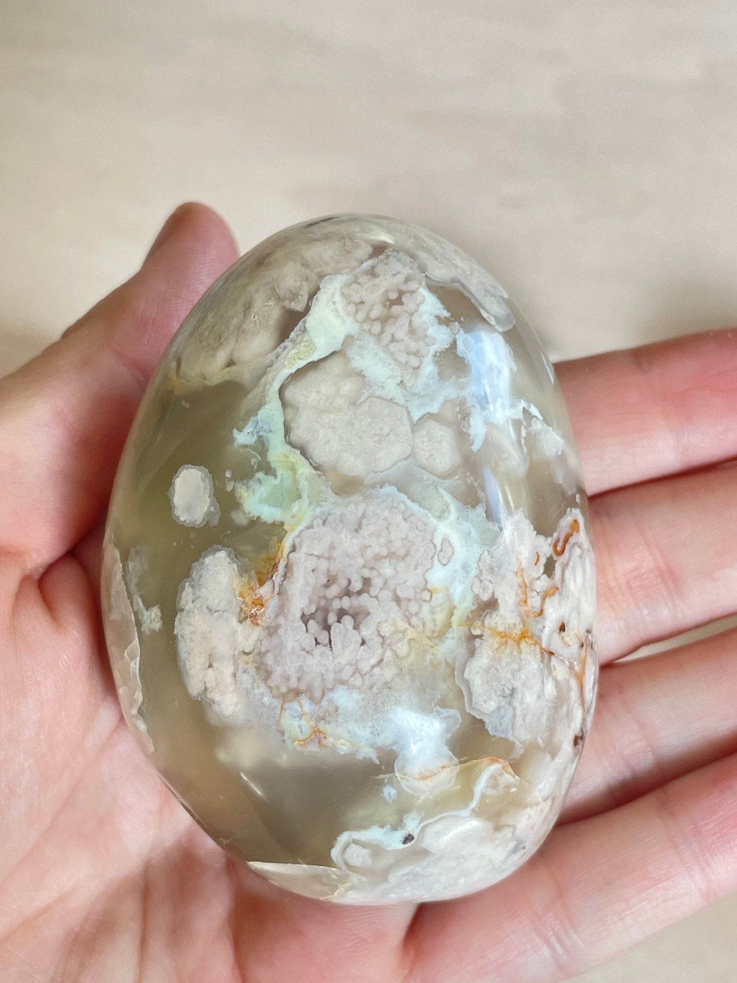 Large Flower Agate Palm Stone 