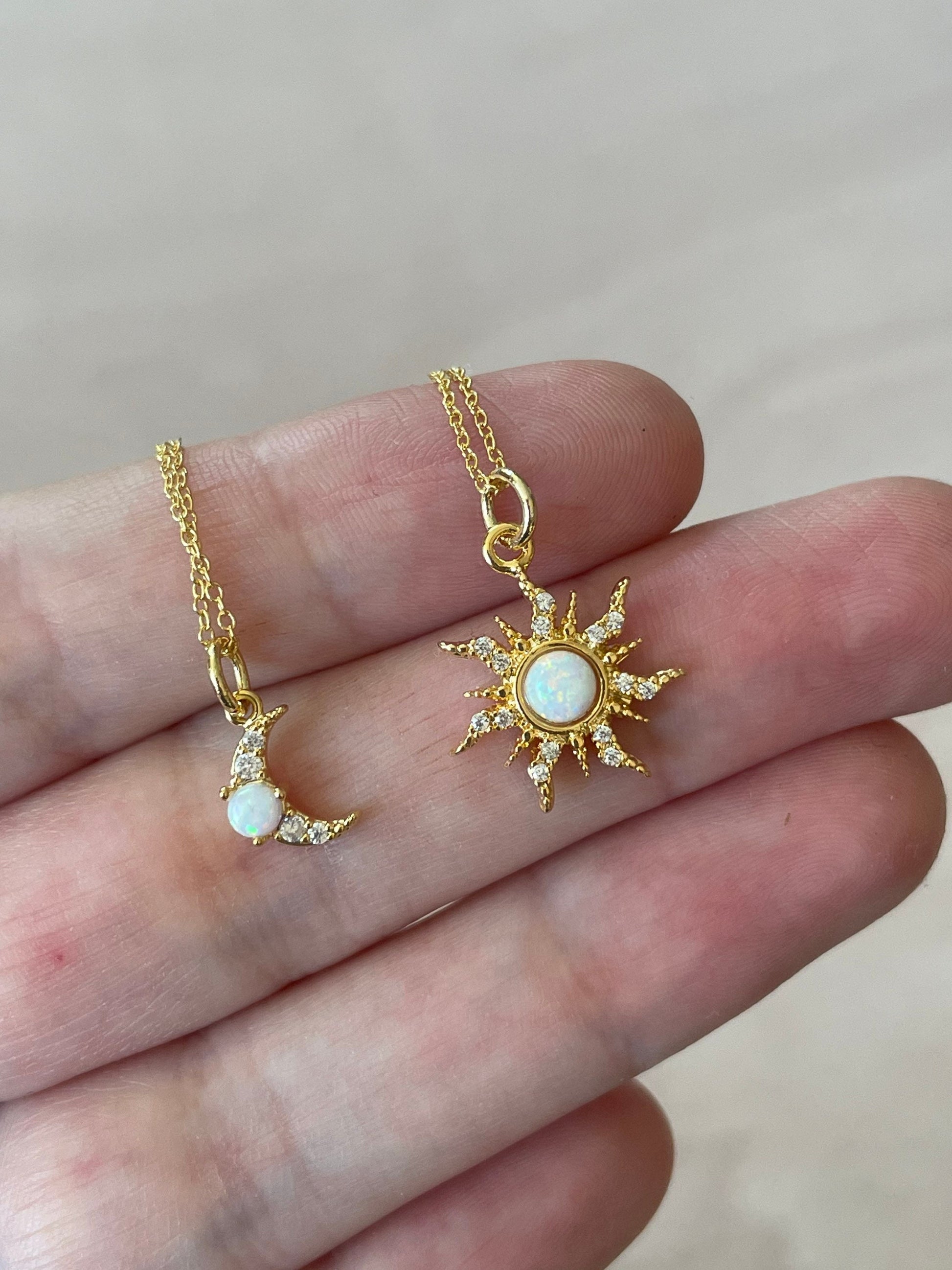 Gold Sun & Moon Necklace Set 