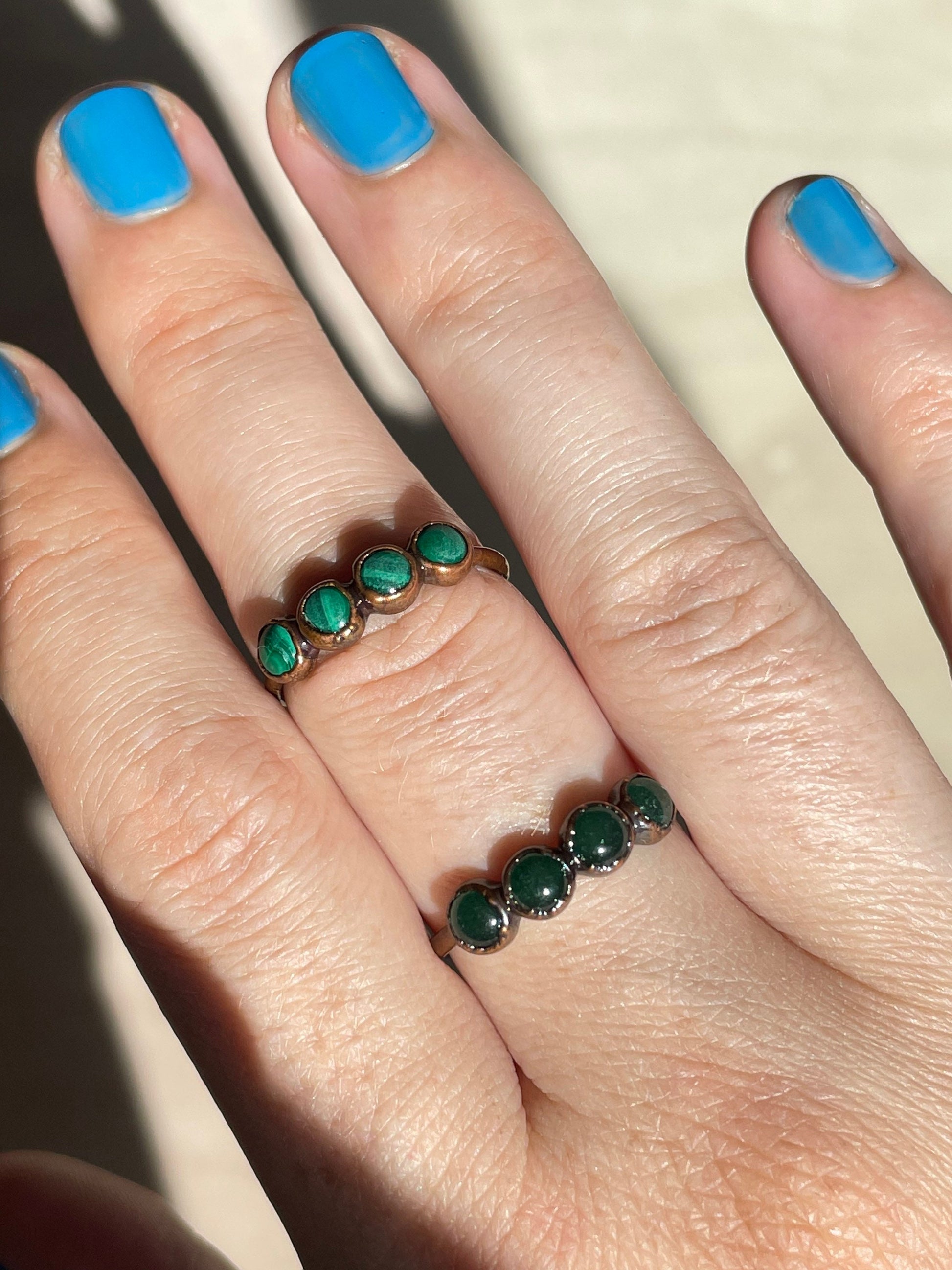 Malachite & Green Aventurine Electroformed Ring 