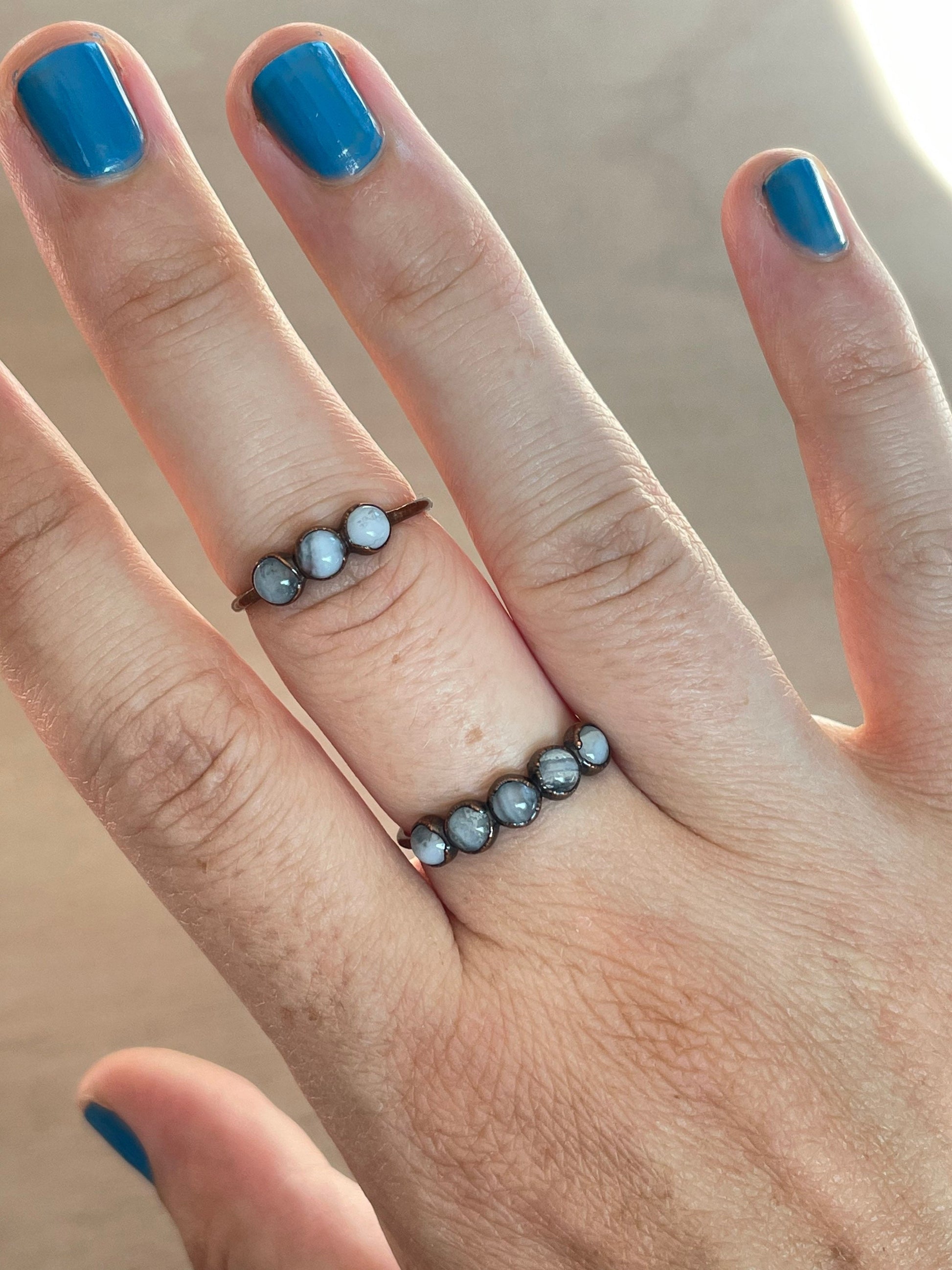 Blue Lace Agate Electroformed Ring 