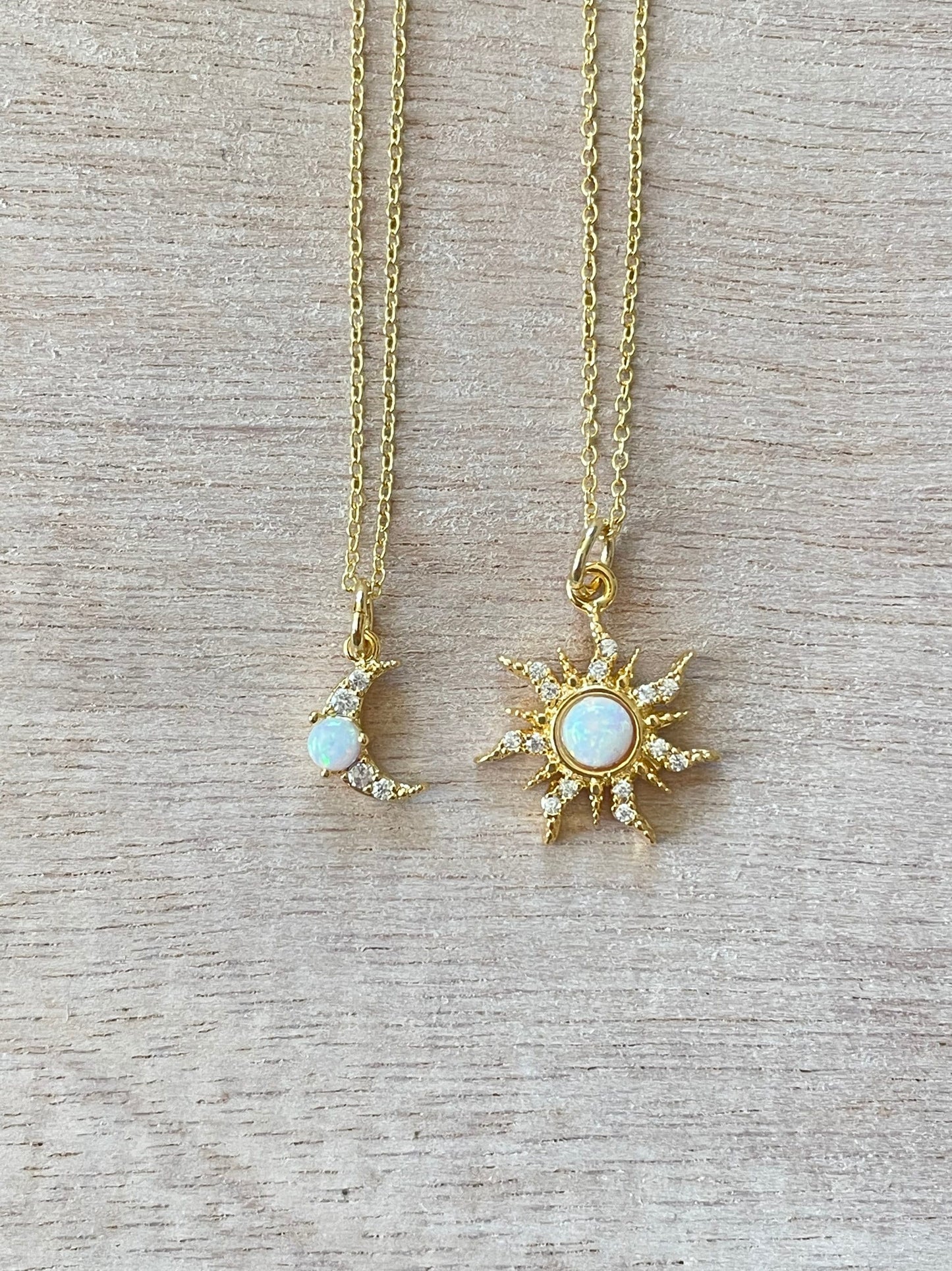 Gold Sun & Moon Necklace Set 