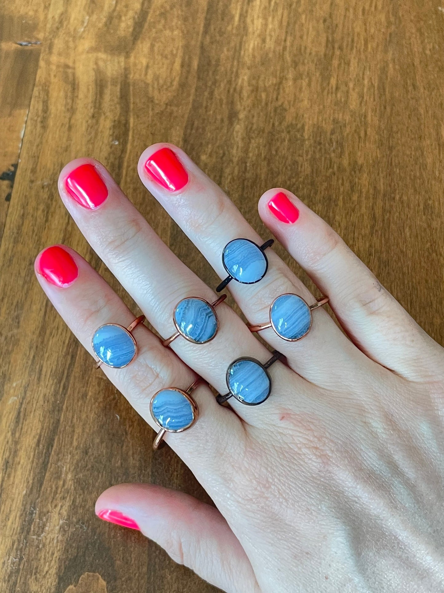 Blue Lace Agate Electroformed Ring 