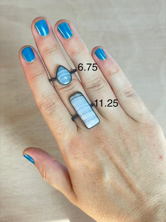 Blue Lace Agate Electroformed Ring 