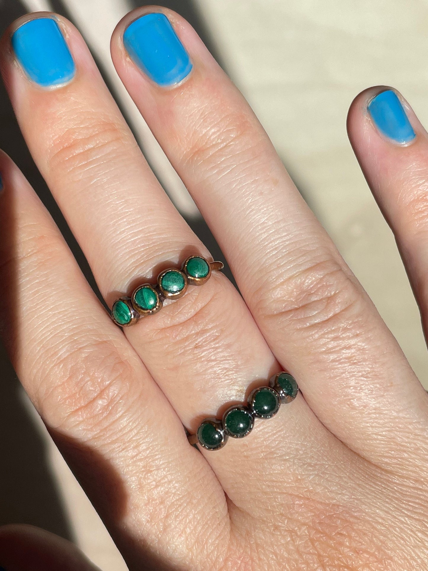 Malachite & Green Aventurine Electroformed Ring 