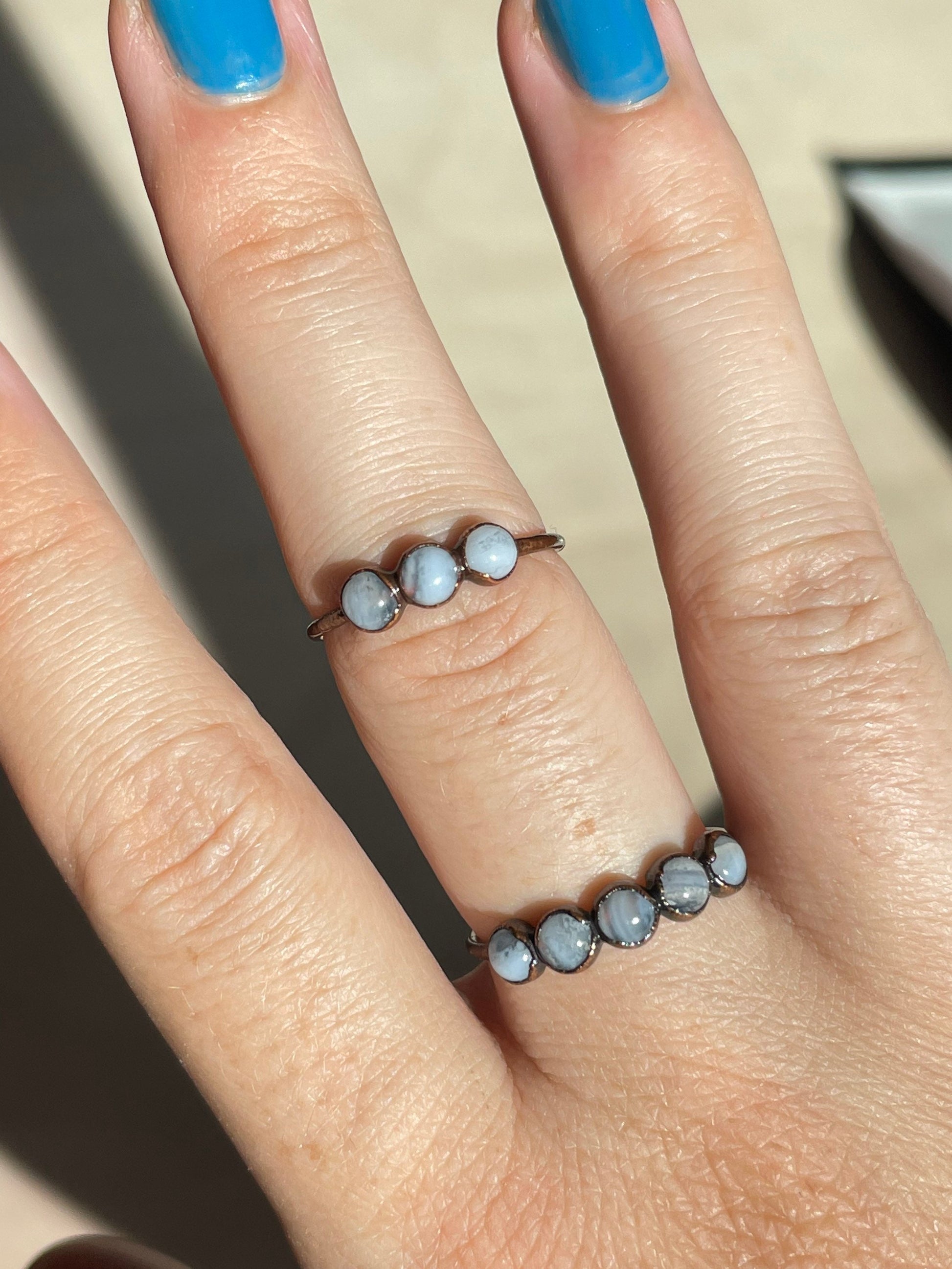 Blue Lace Agate Electroformed Ring 