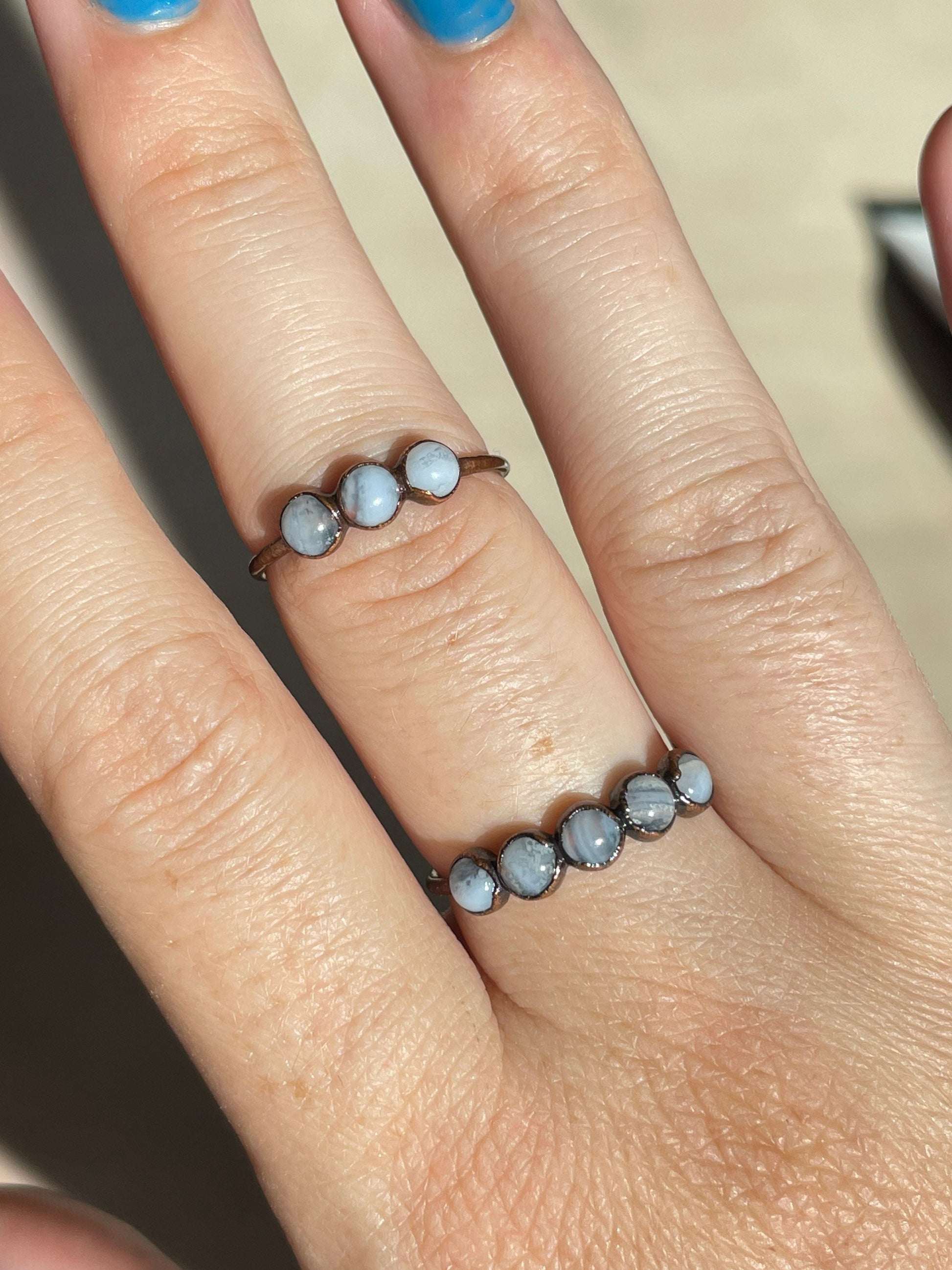 Blue Lace Agate Electroformed Ring 