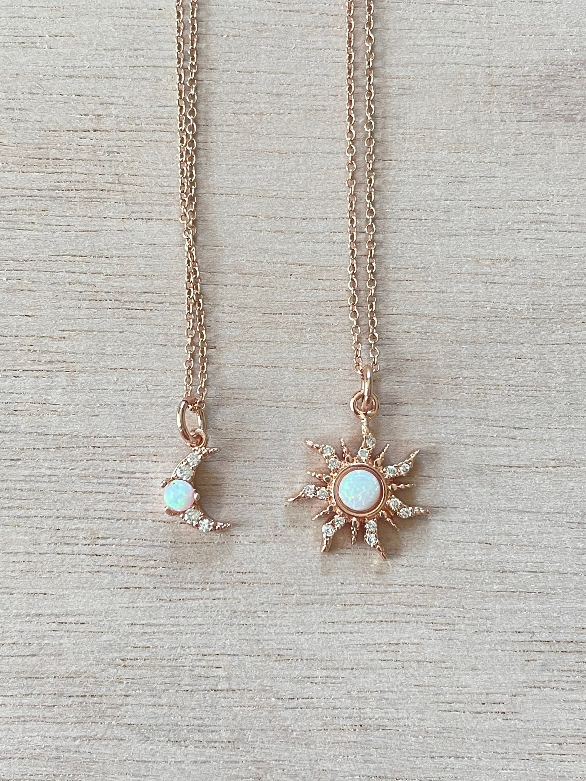 Rose Gold Sun & Moon Necklace Set 