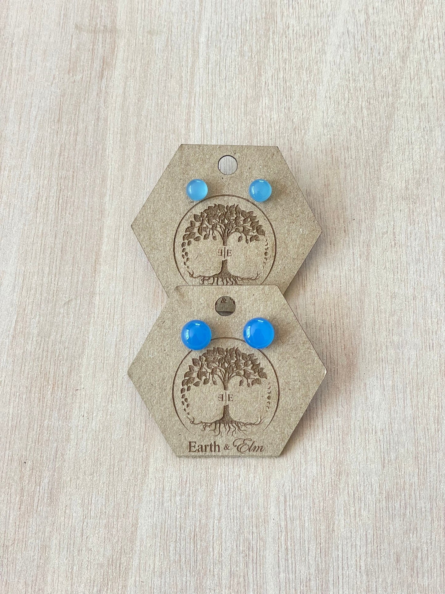 Blue Chalcedony Studs | Minimalist Stud Earrings | Round Studs | 6x6 Earrings | Blue Chalcedony Earrings