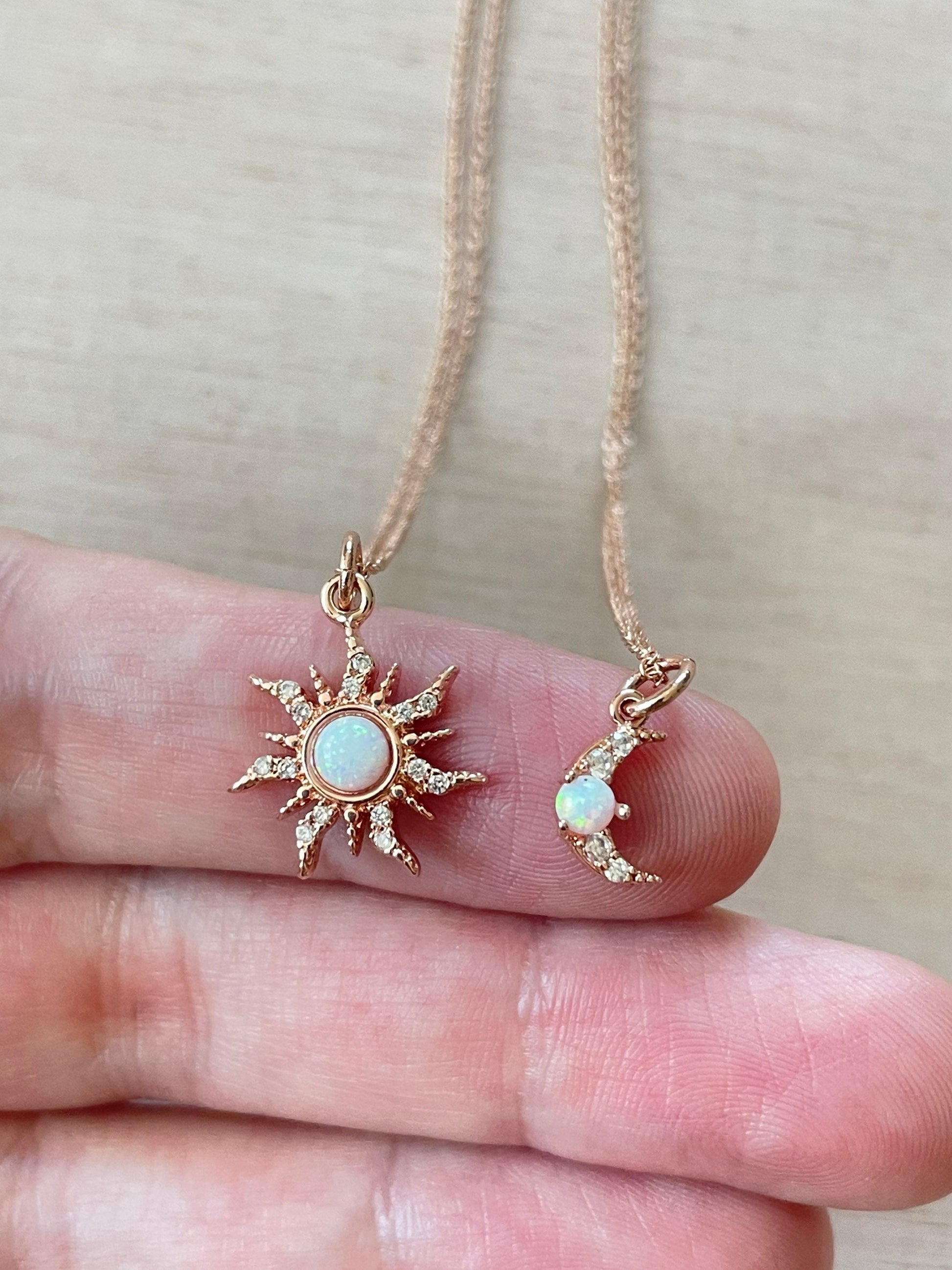 Rose Gold Sun & Moon Necklace Set 