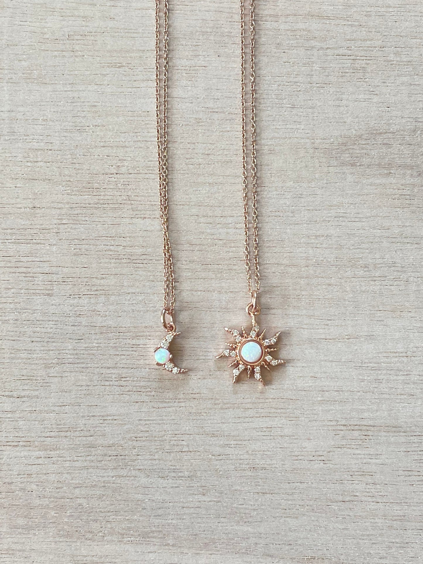 Rose Gold Sun & Moon Necklace Set 