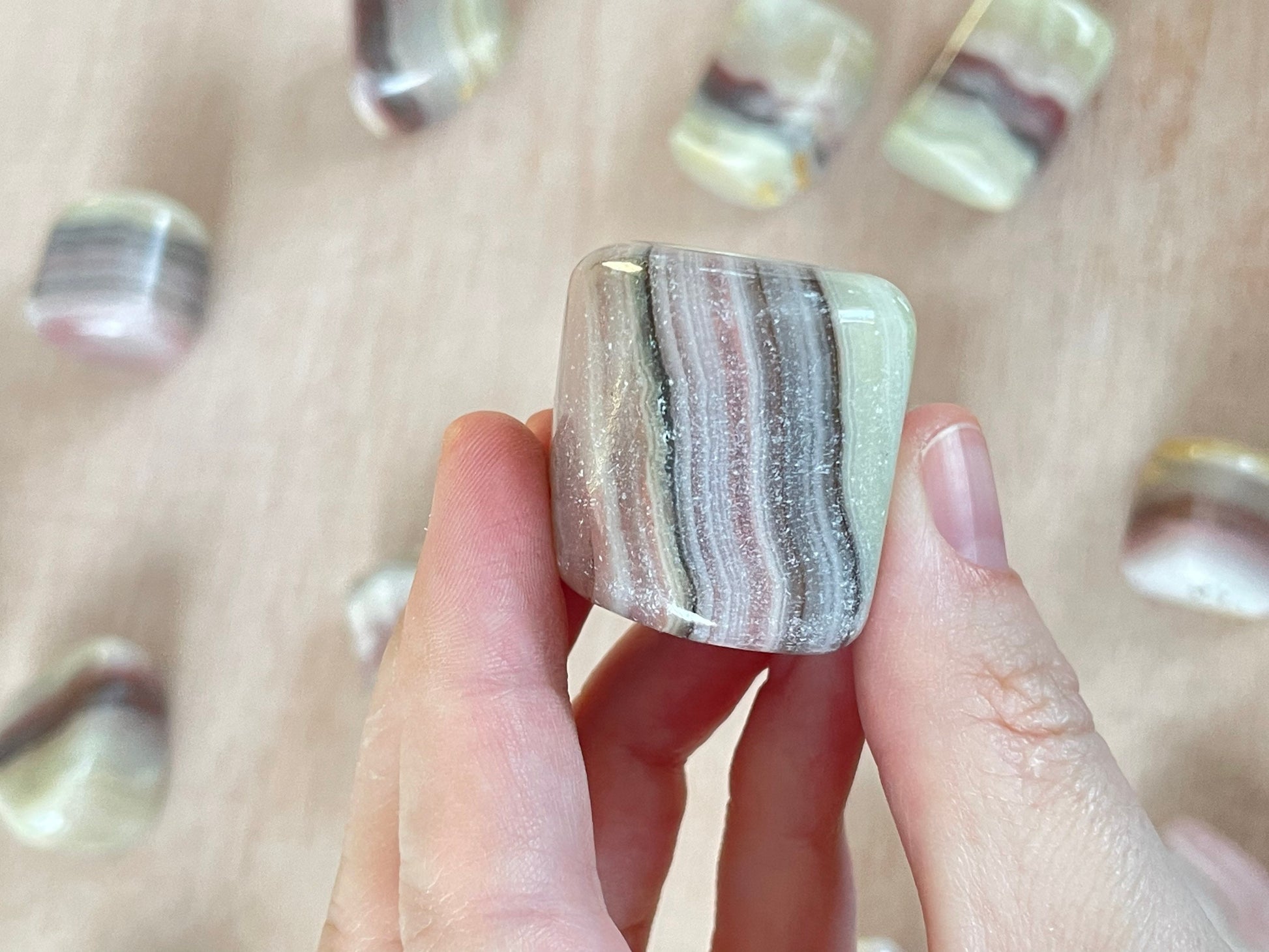 Pink Banded Calcite Tumble Stone 