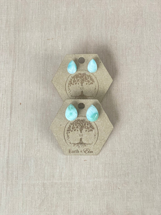 Larimar Pear Studs | Stud Earrings | Gemstone Earrings | Teardrop Shape