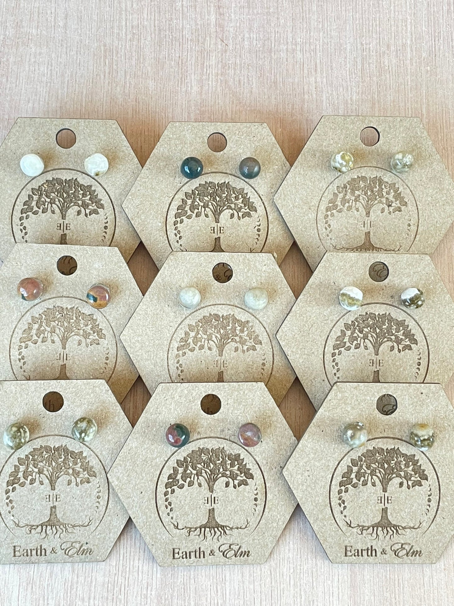 Ocean Jasper Studs | Stud Earrings | Gemstone Earrings | Round Studs | Authentic Gemstones
