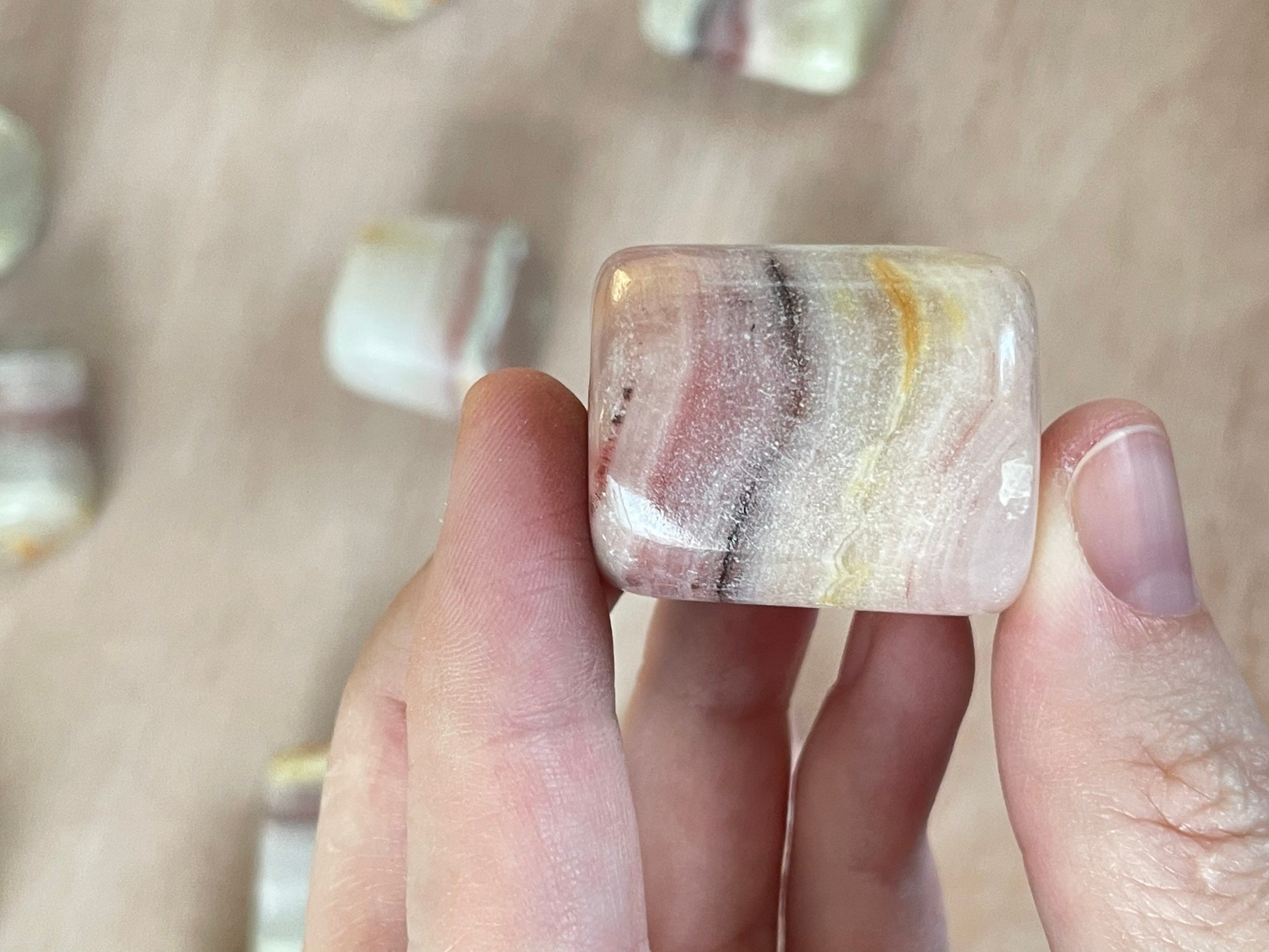 Pink Banded Calcite Tumble Stone 