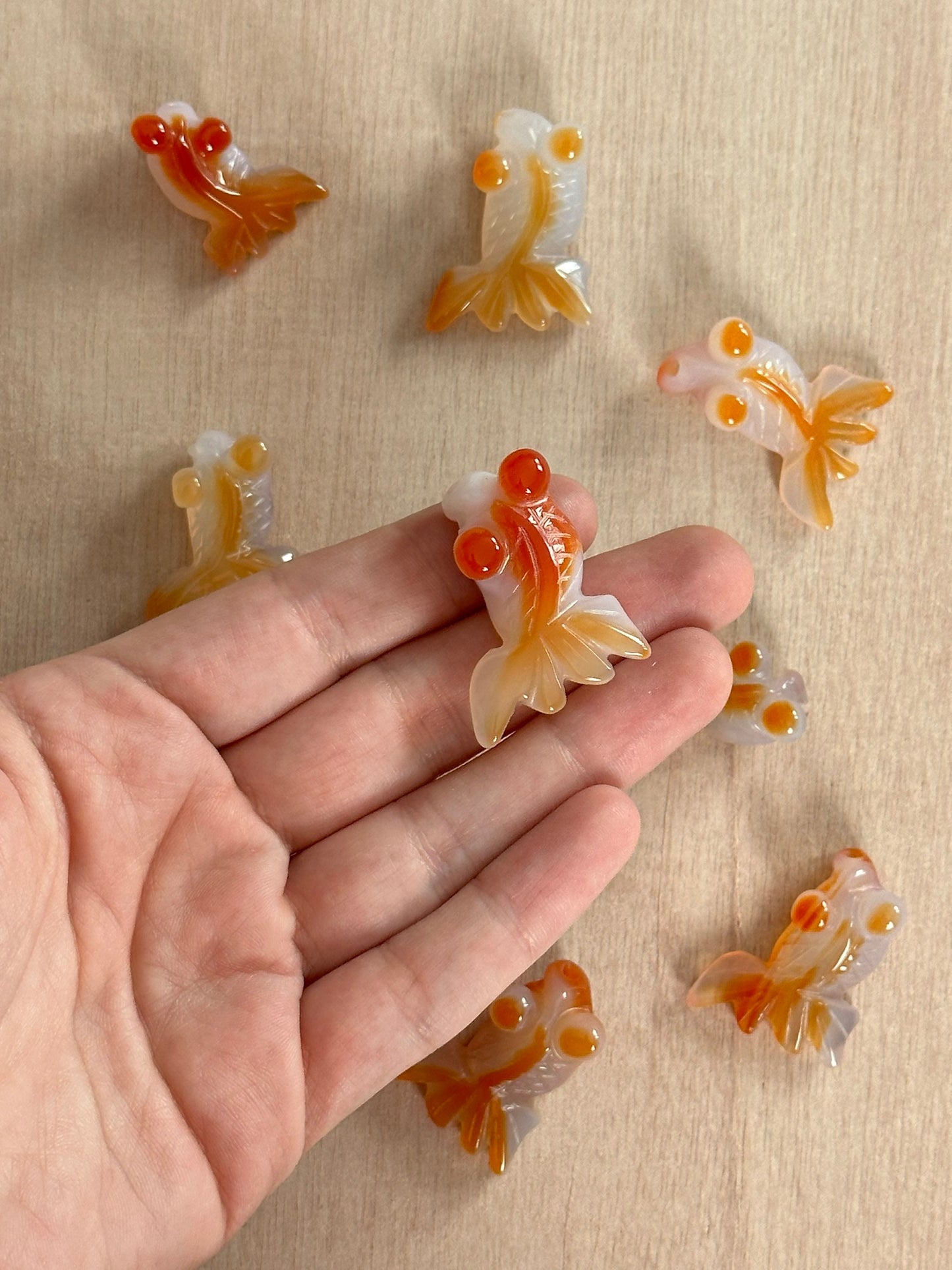 Carved Carnelian Goldfish | Polished Gemstone Fish Carving