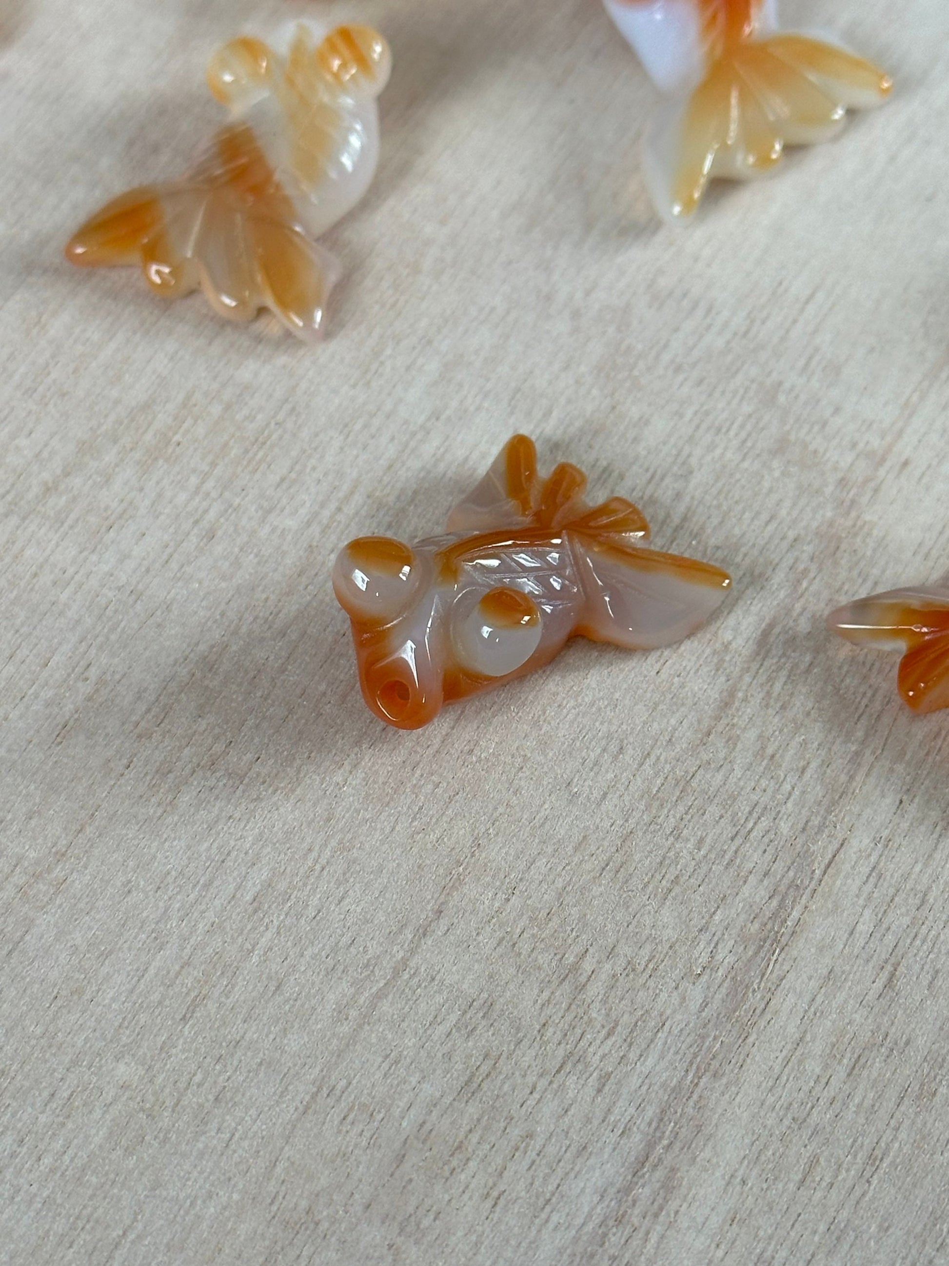 Carved Carnelian Goldfish | Polished Gemstone Fish Carving