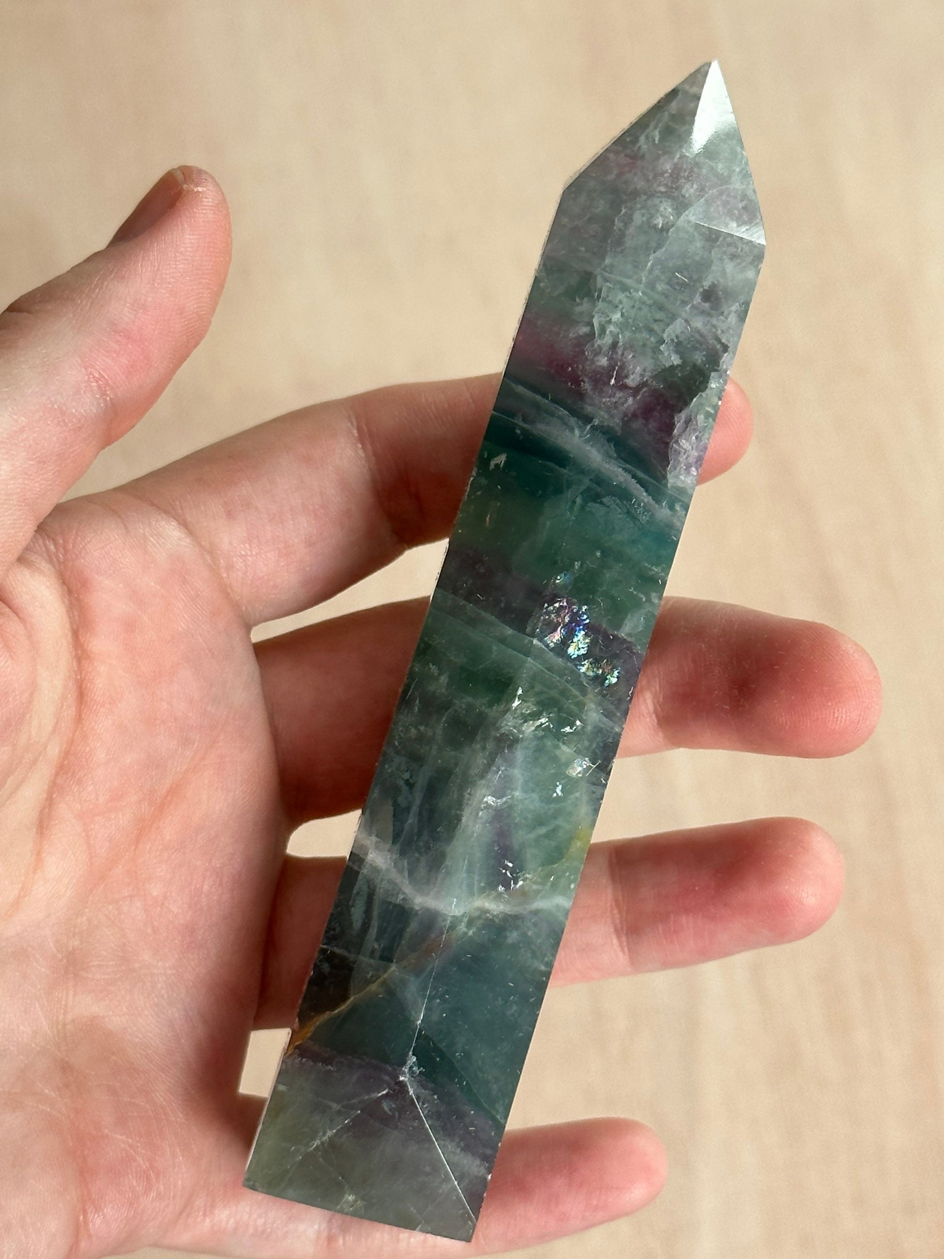 Fluorite Tower | Gemstone Point | Carved Polished Fluorite
