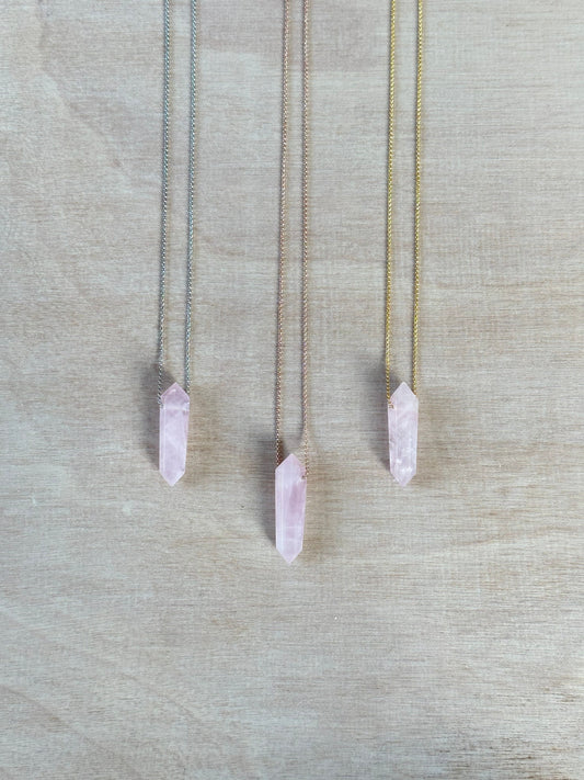 Rose Quartz Point Necklace