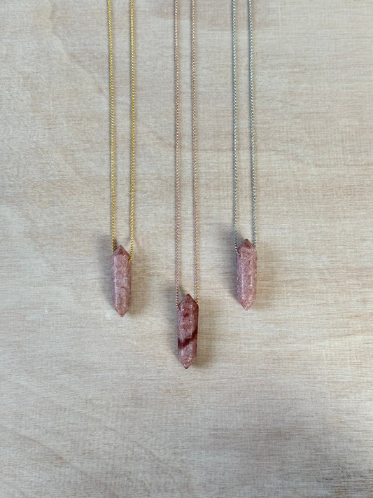 Strawberry Quartz Point Necklace