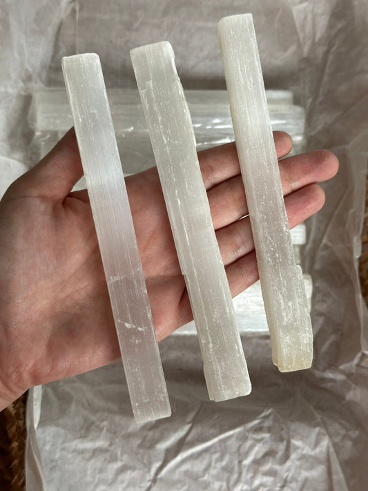 Large Raw Selenite | Raw Selenite Wand | Selenite Sticks | Smudge Bundle