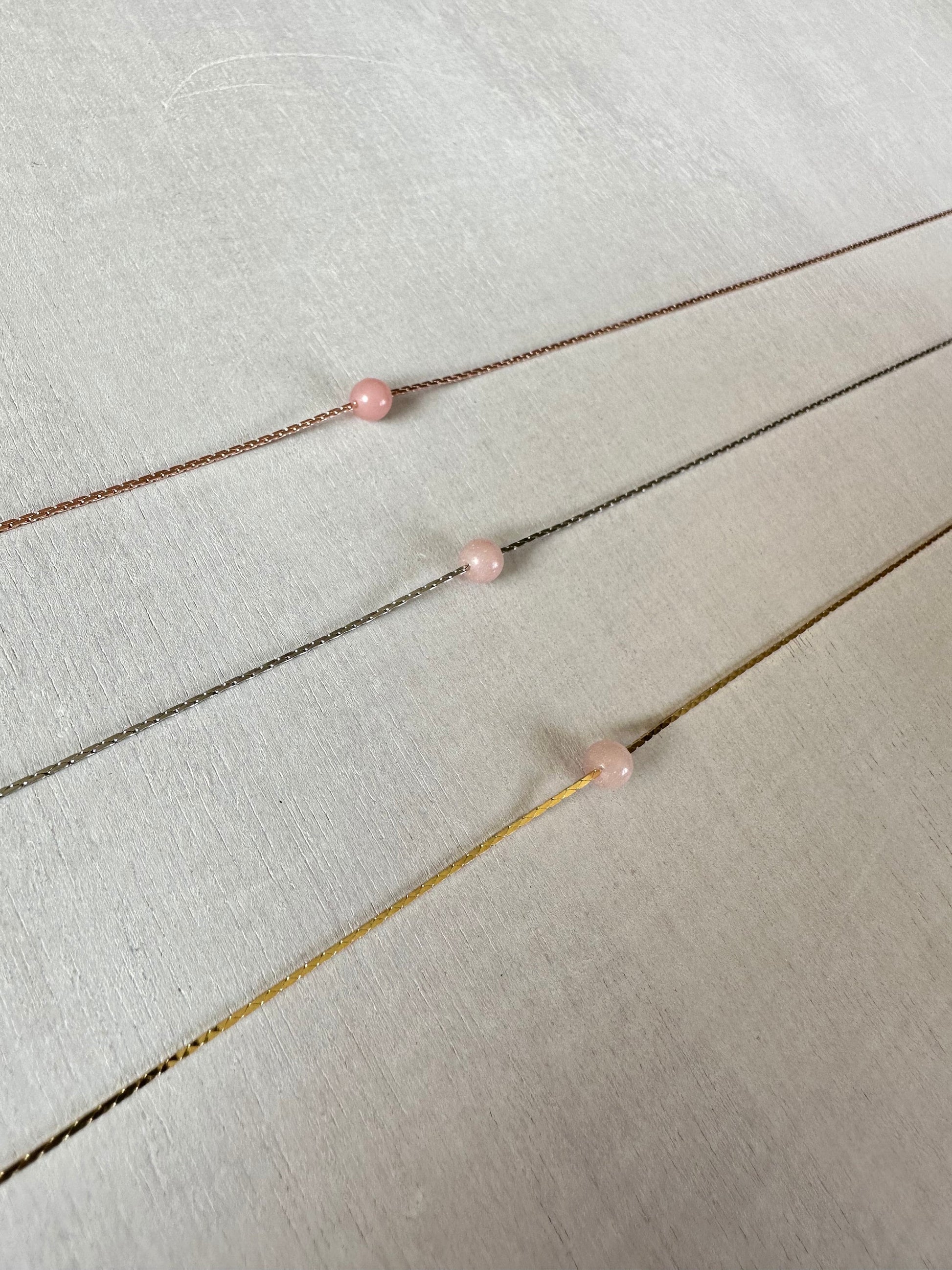 Pink Opal Necklace | Rose Gold | Gold | Silver | Dainty Necklace | Layering Necklace | Gemstone Necklace | Bead Necklace