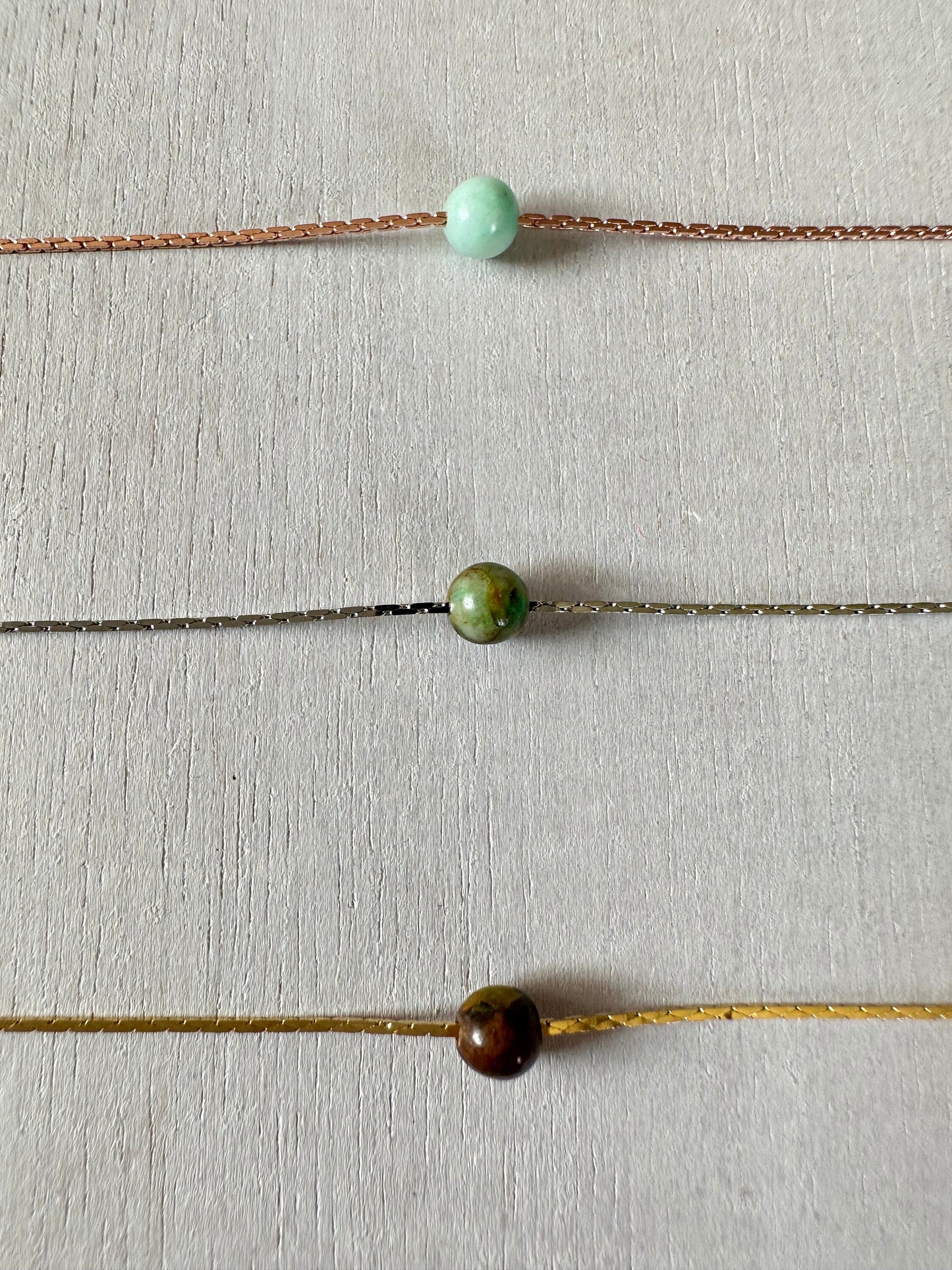 Chrysocolla Necklace | Rose Gold | Gold | Silver | Dainty Necklace | Layering Necklace | Gemstone Necklace | Bead Necklace