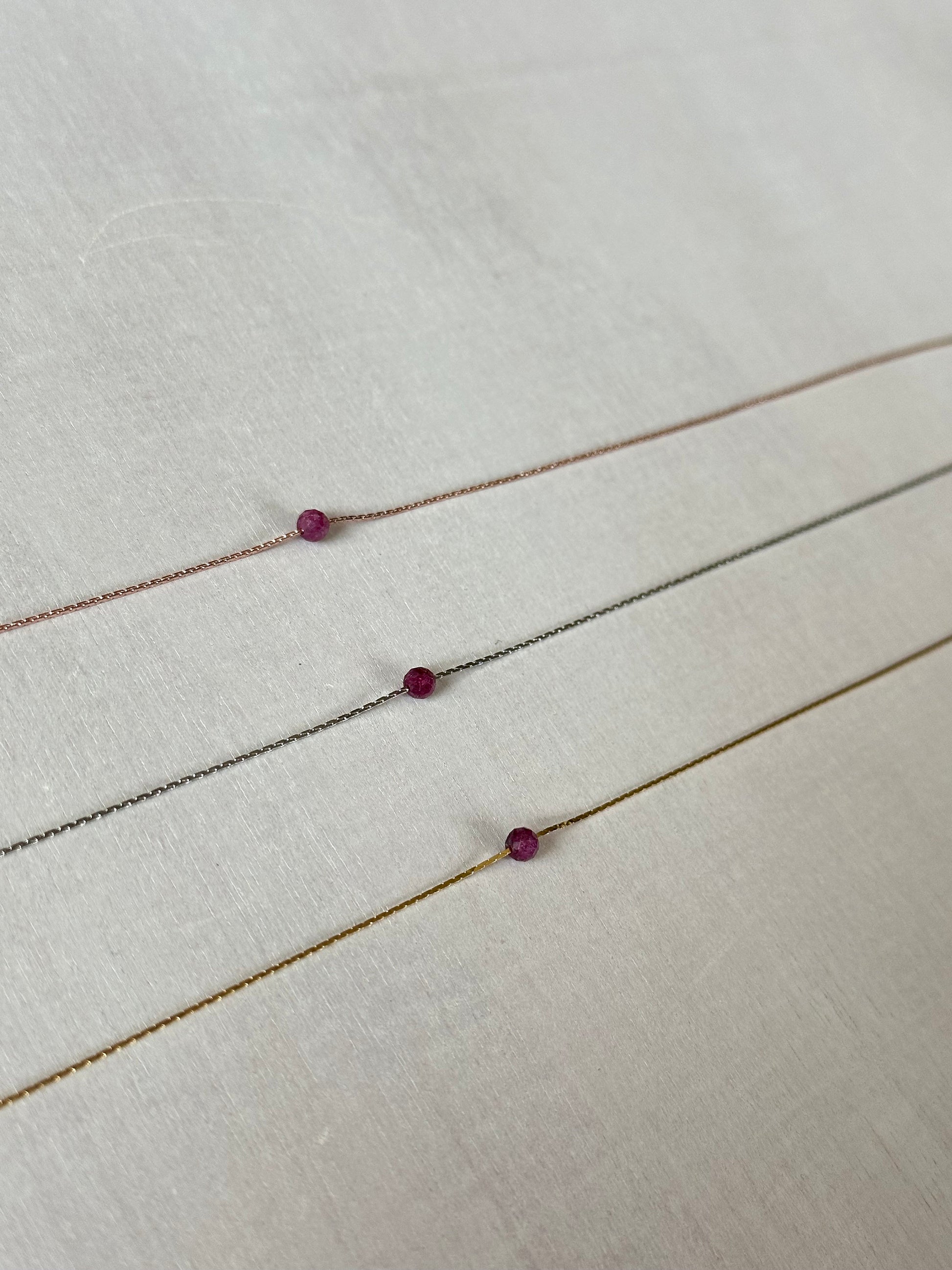 Ruby Necklace | Rose Gold | Gold | Silver | Dainty Necklace | Layering Necklace | Gemstone Necklace | Bead Necklace