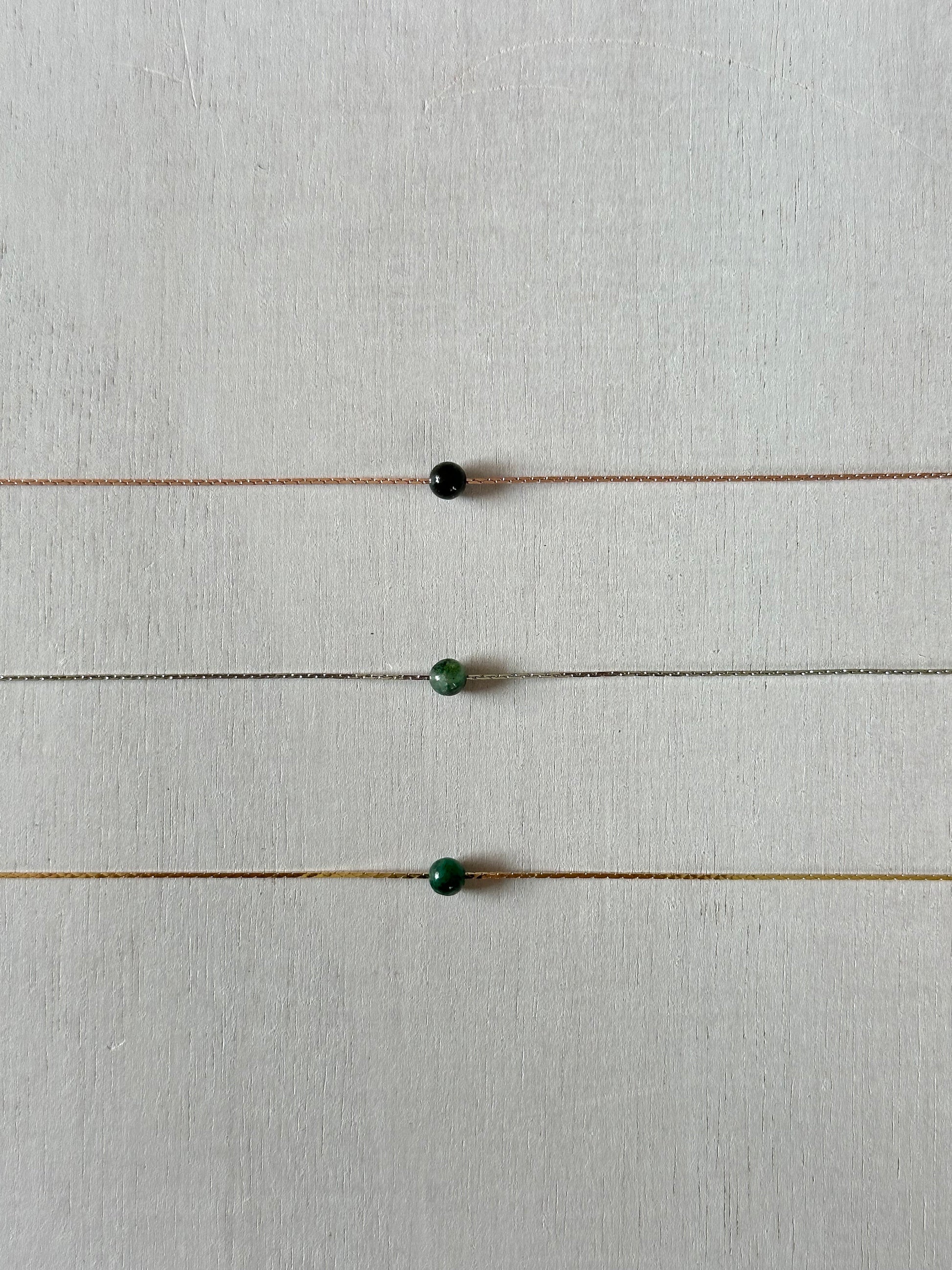 Emerald Necklace | Rose Gold | Gold | Silver | Dainty Necklace | Layering Necklace | Gemstone Necklace | Bead Necklace