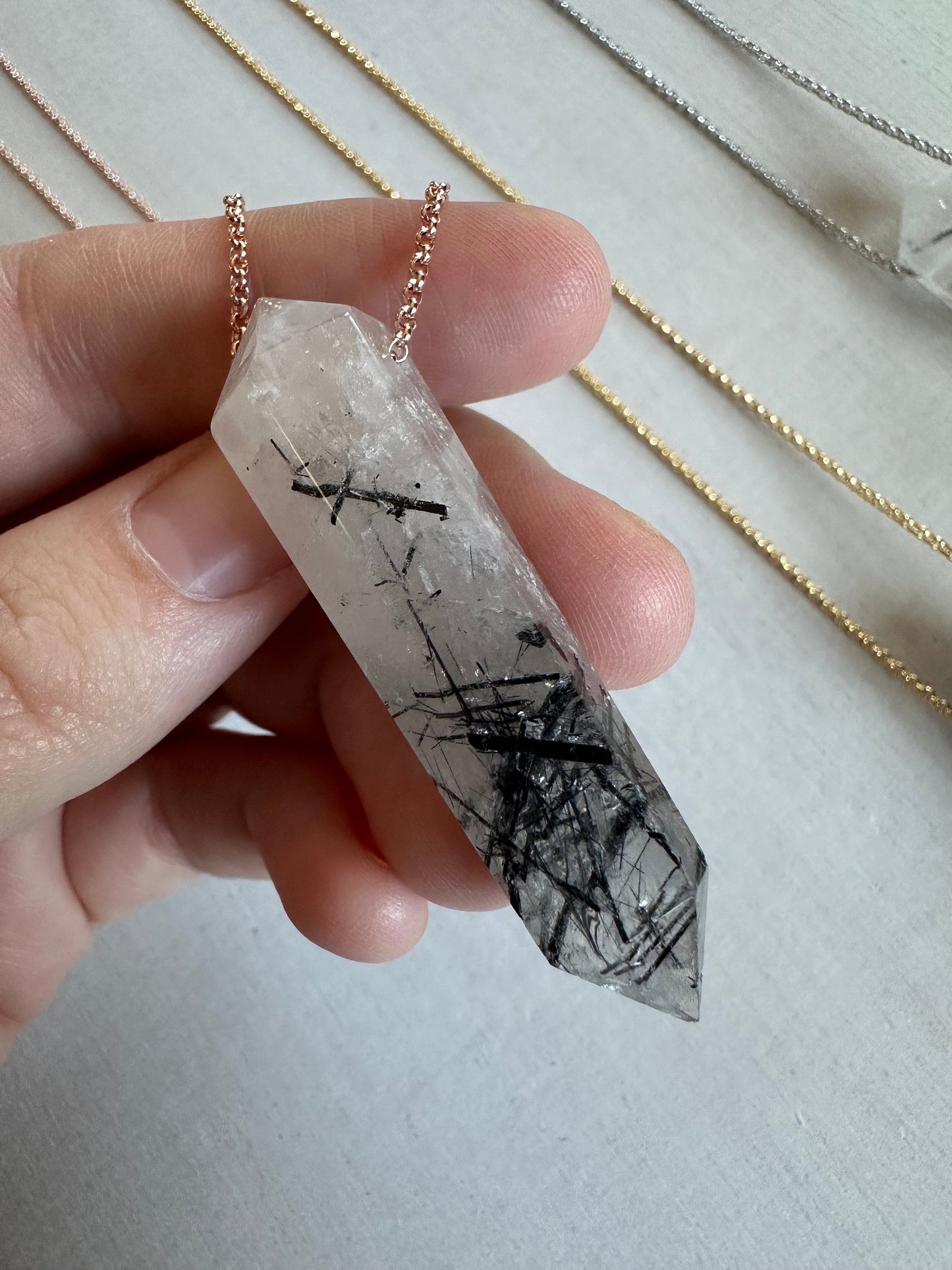 Black Rutile Point Necklace