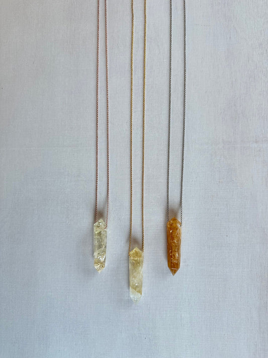 Golden Rutile Point Necklace | Crystal Gemstone Tower Pendant | Double Terminated Crystal | Rutile Quartz Jewelry