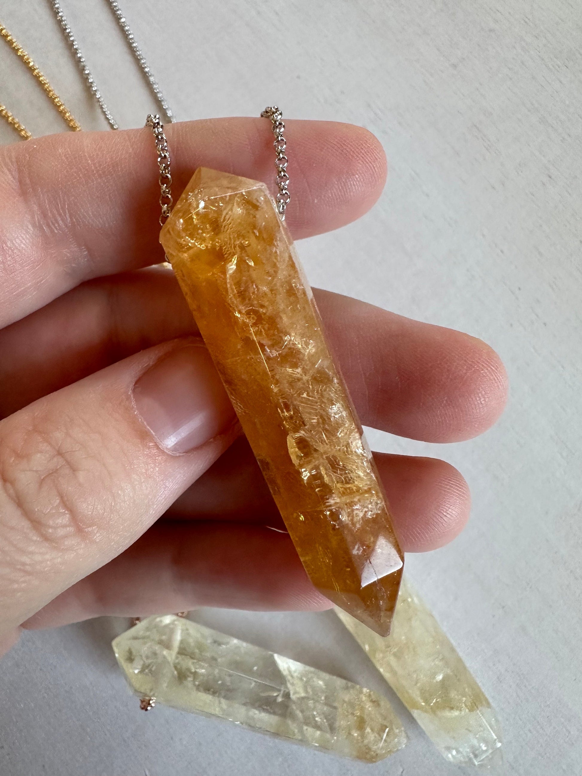 Golden Rutile Point Necklace | Crystal Gemstone Tower Pendant | Double Terminated Crystal | Rutile Quartz Jewelry