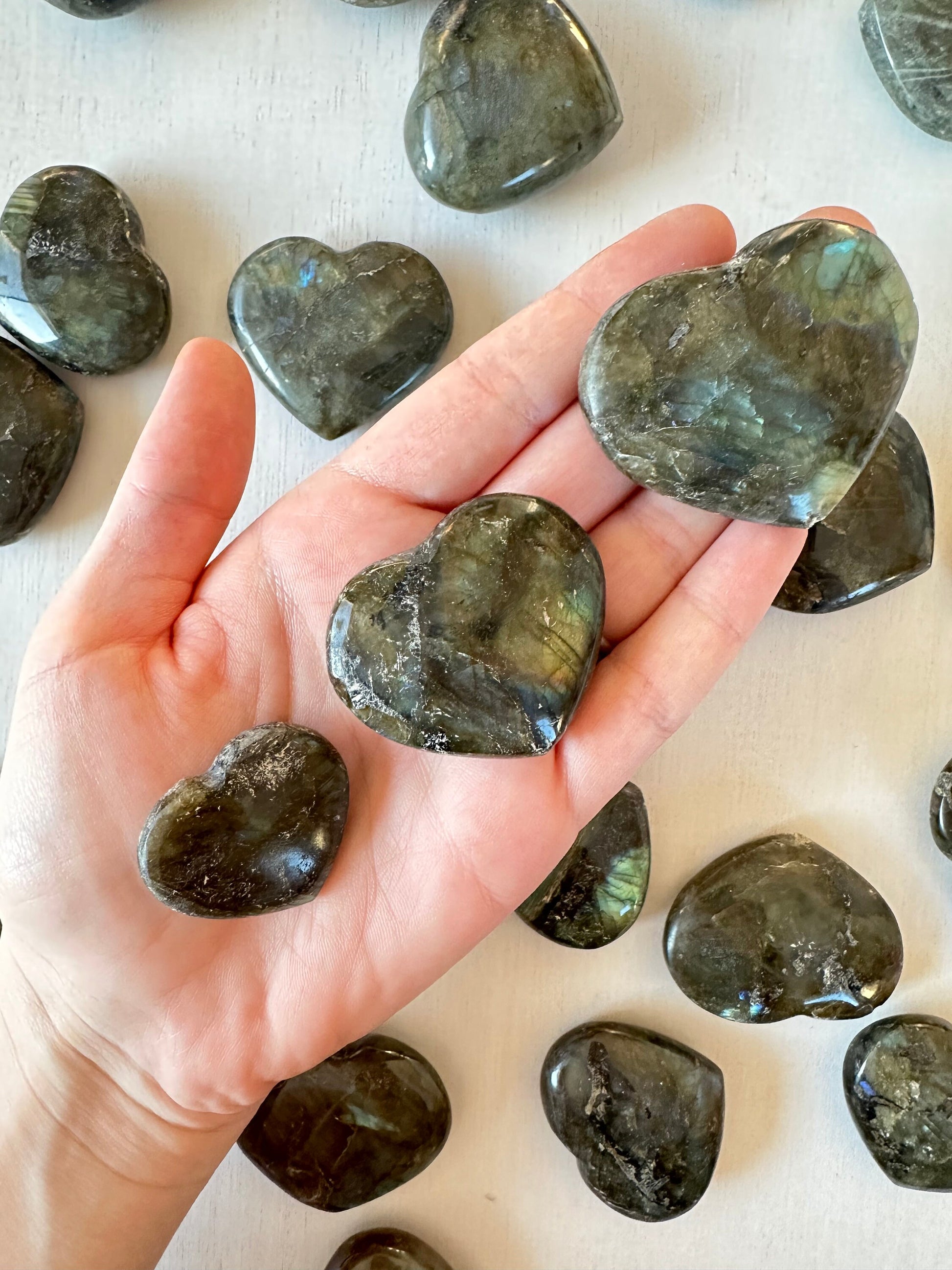 Labradorite Hearts | Labradorite Heart Gemstone | Carved Heart Crystal