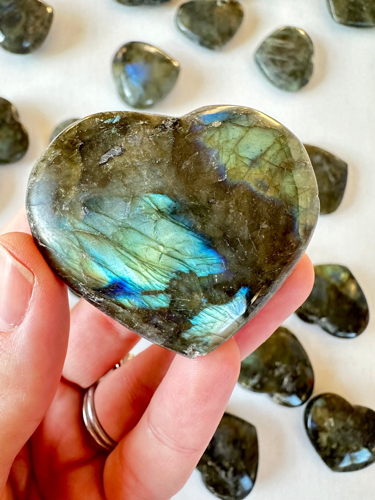 Labradorite Hearts | Labradorite Heart Gemstone | Carved Heart Crystal