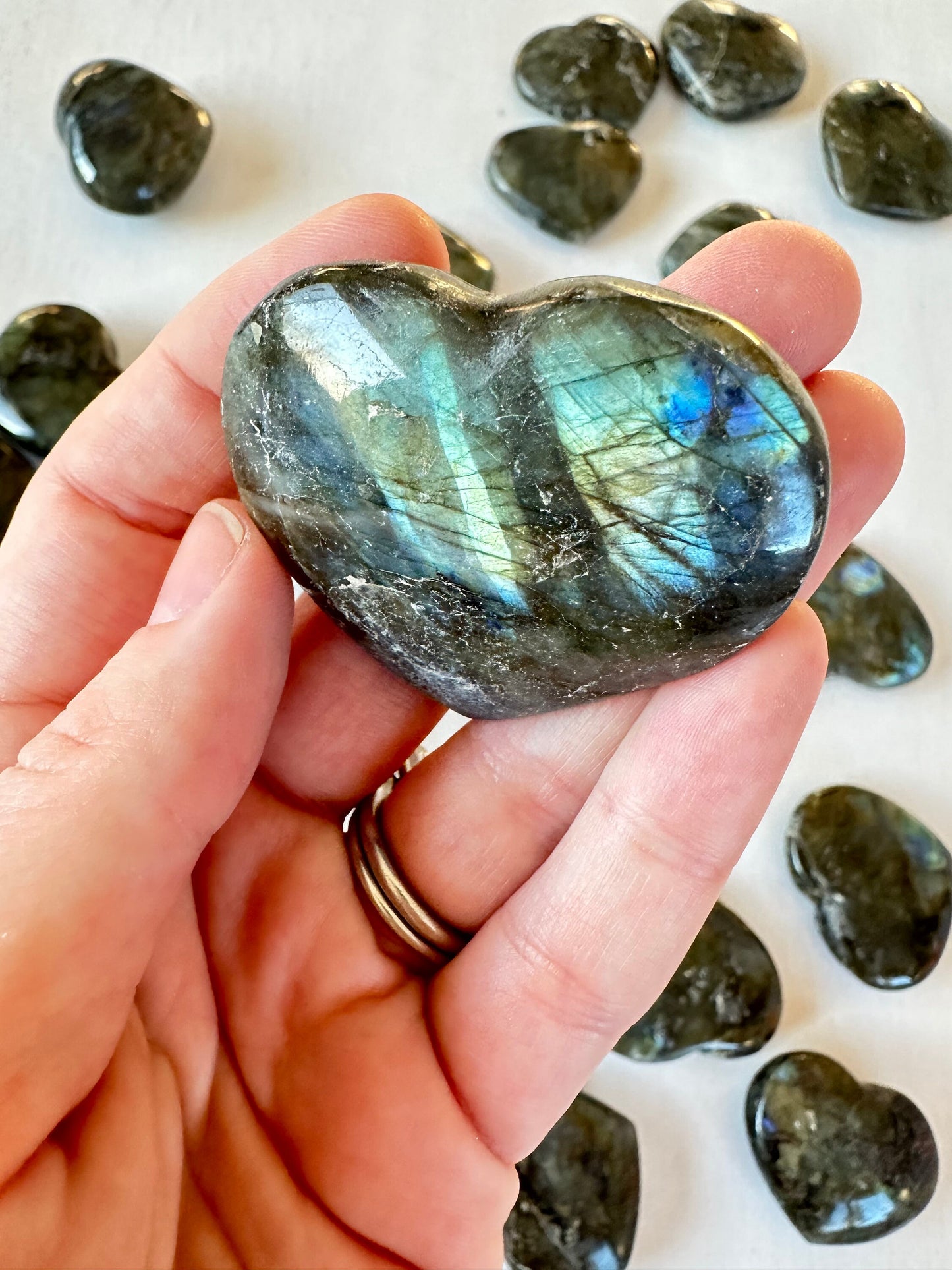 Labradorite Hearts | Labradorite Heart Gemstone | Carved Heart Crystal