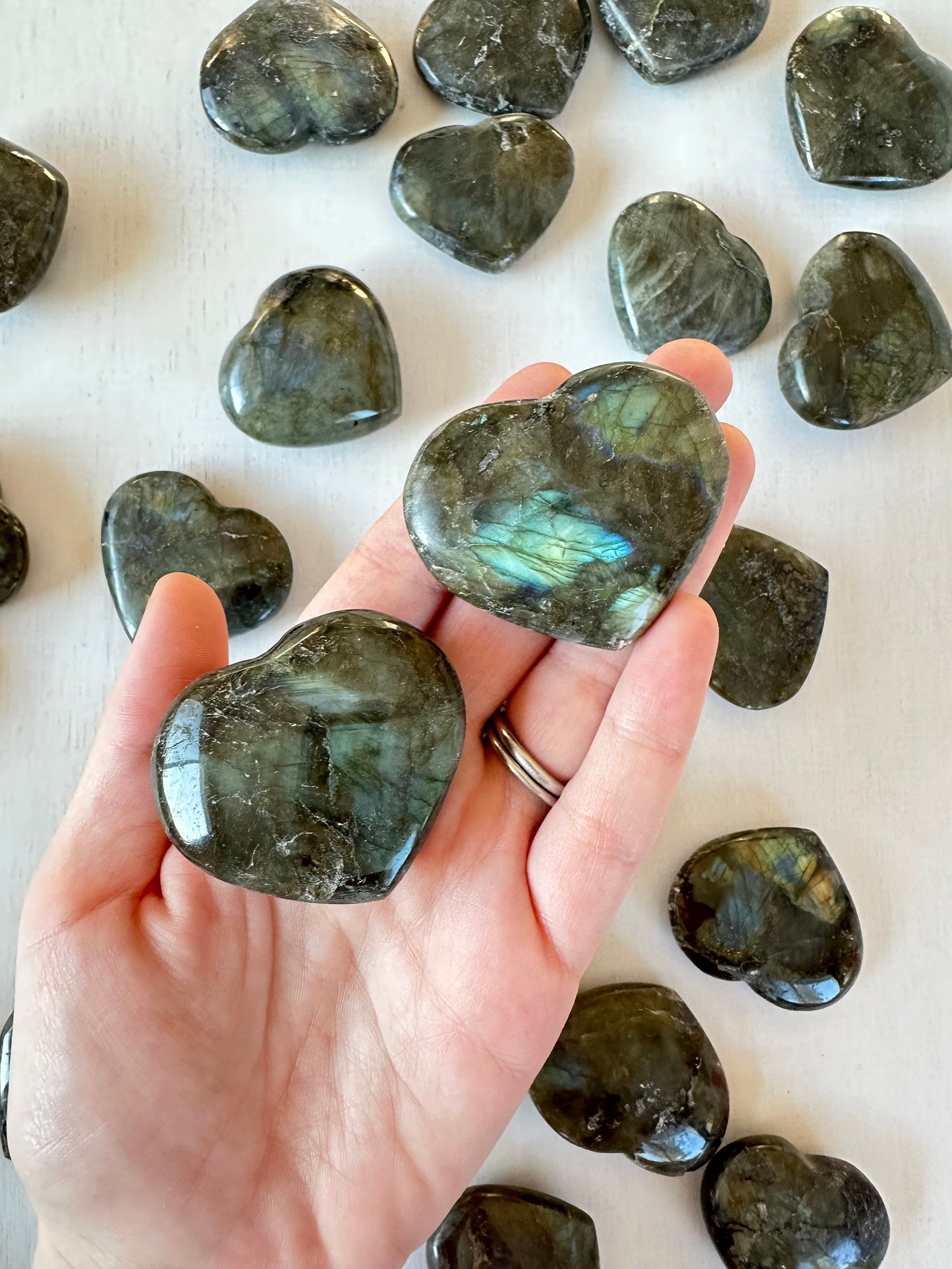 Labradorite Hearts | Labradorite Heart Gemstone | Carved Heart Crystal